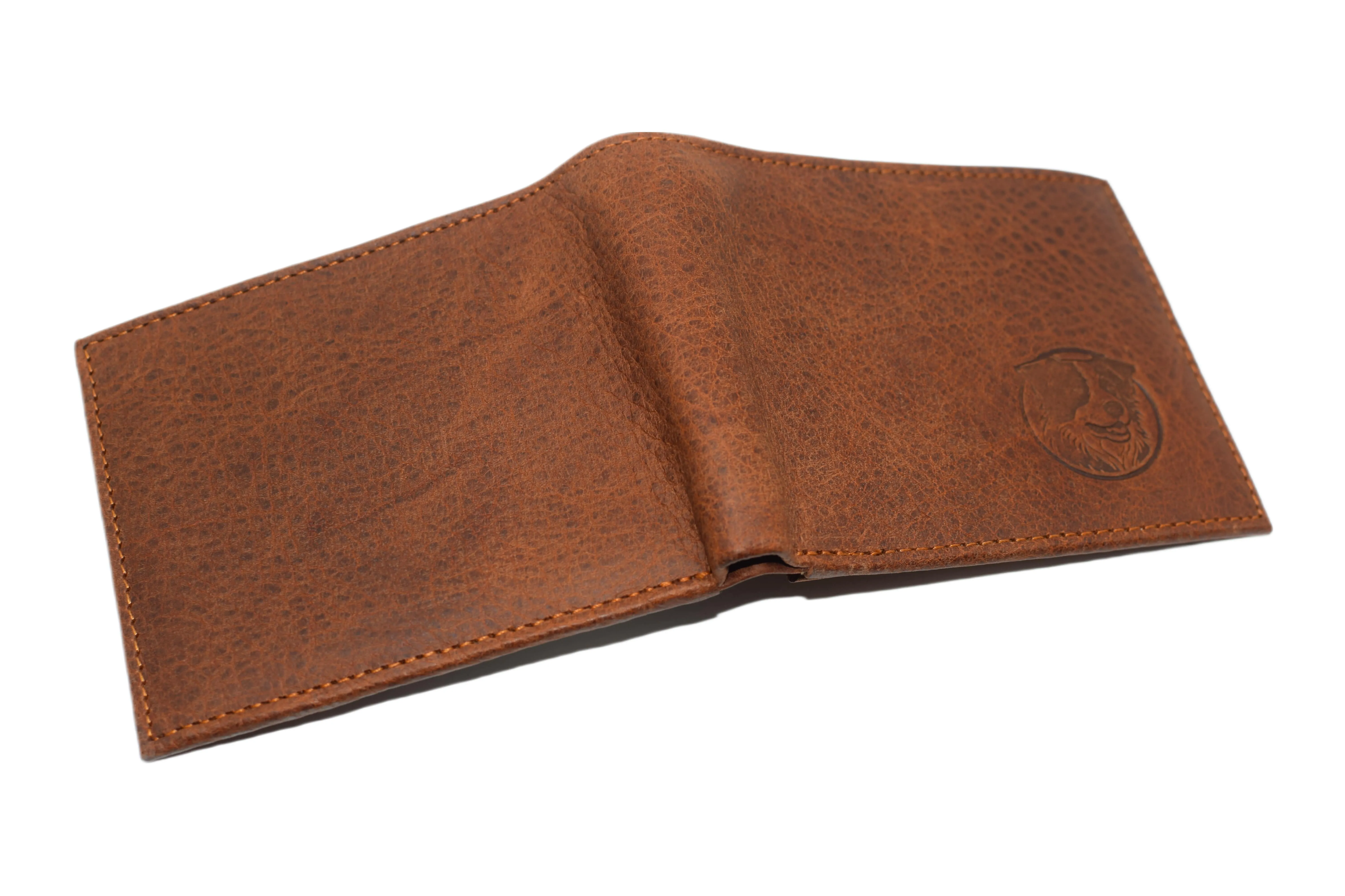 RFID53NUTN Real Genuine Leather RFID Blocking Wallets Mens Wallet Bifold Classic Engraved Logos