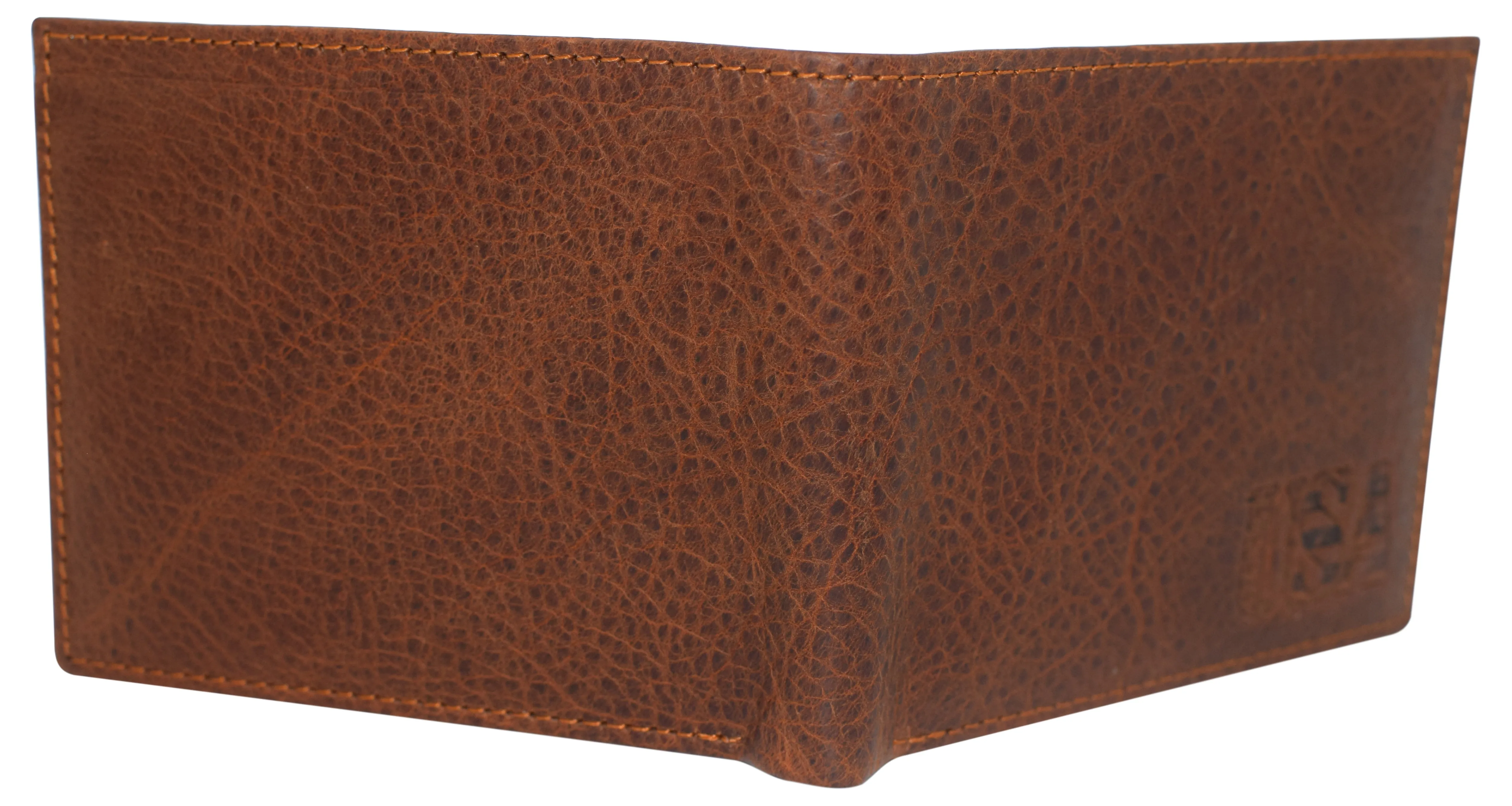 RFID53NUTN Real Genuine Leather RFID Blocking Wallets Mens Wallet Bifold Classic Engraved Logos