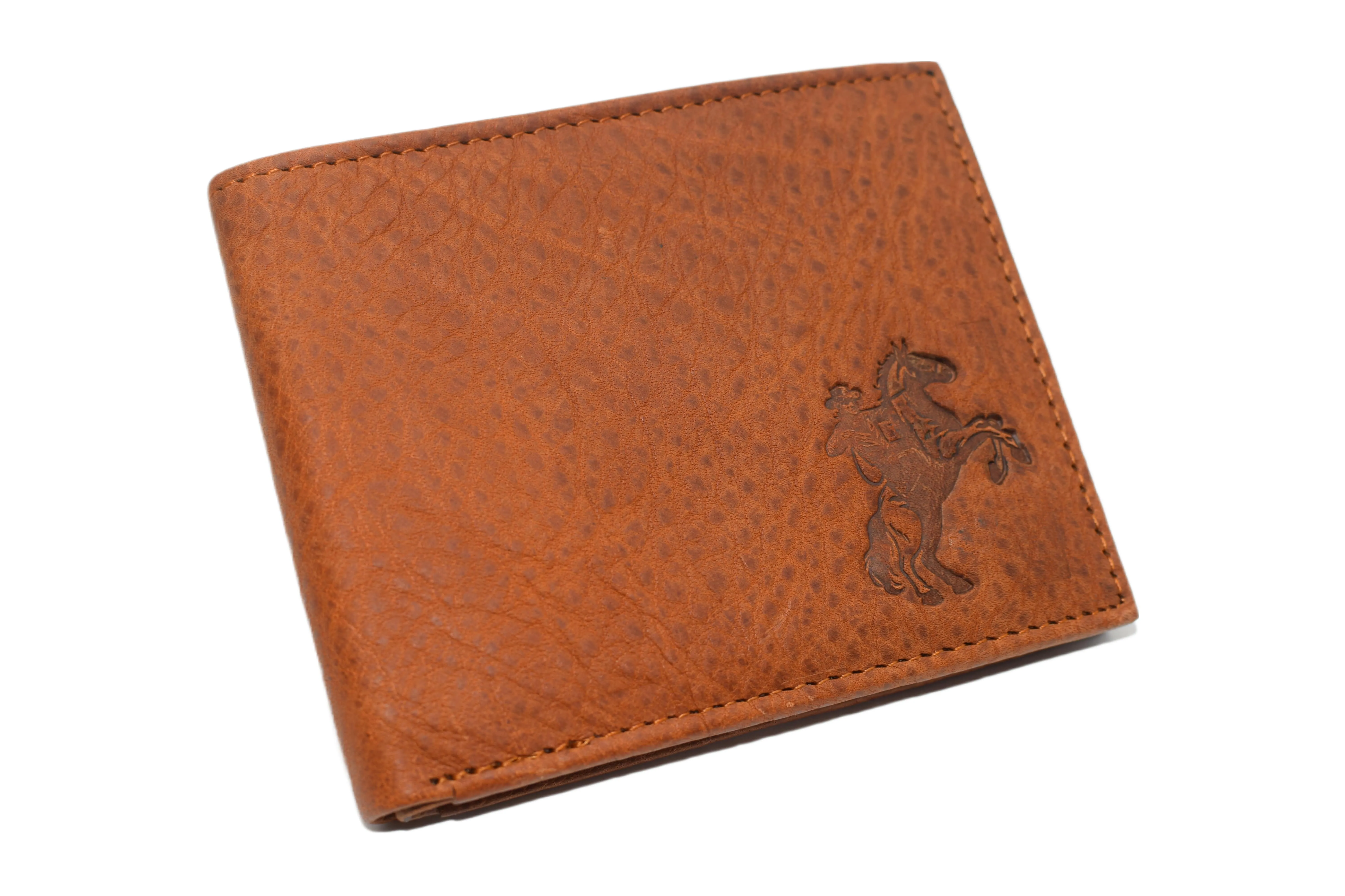 RFID53NUTN Real Genuine Leather RFID Blocking Wallets Mens Wallet Bifold Classic Engraved Logos