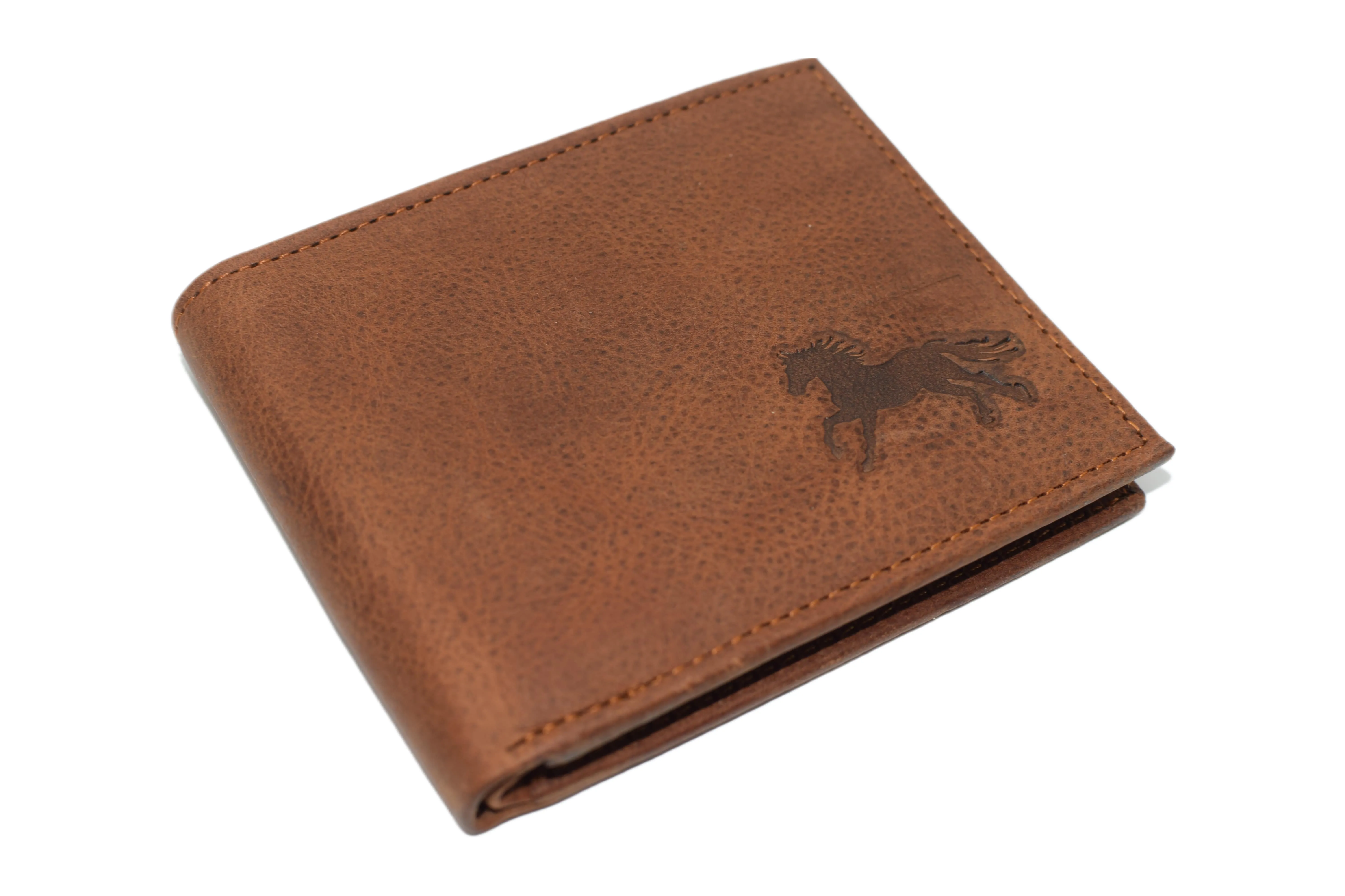 RFID53NUTN Real Genuine Leather RFID Blocking Wallets Mens Wallet Bifold Classic Engraved Logos