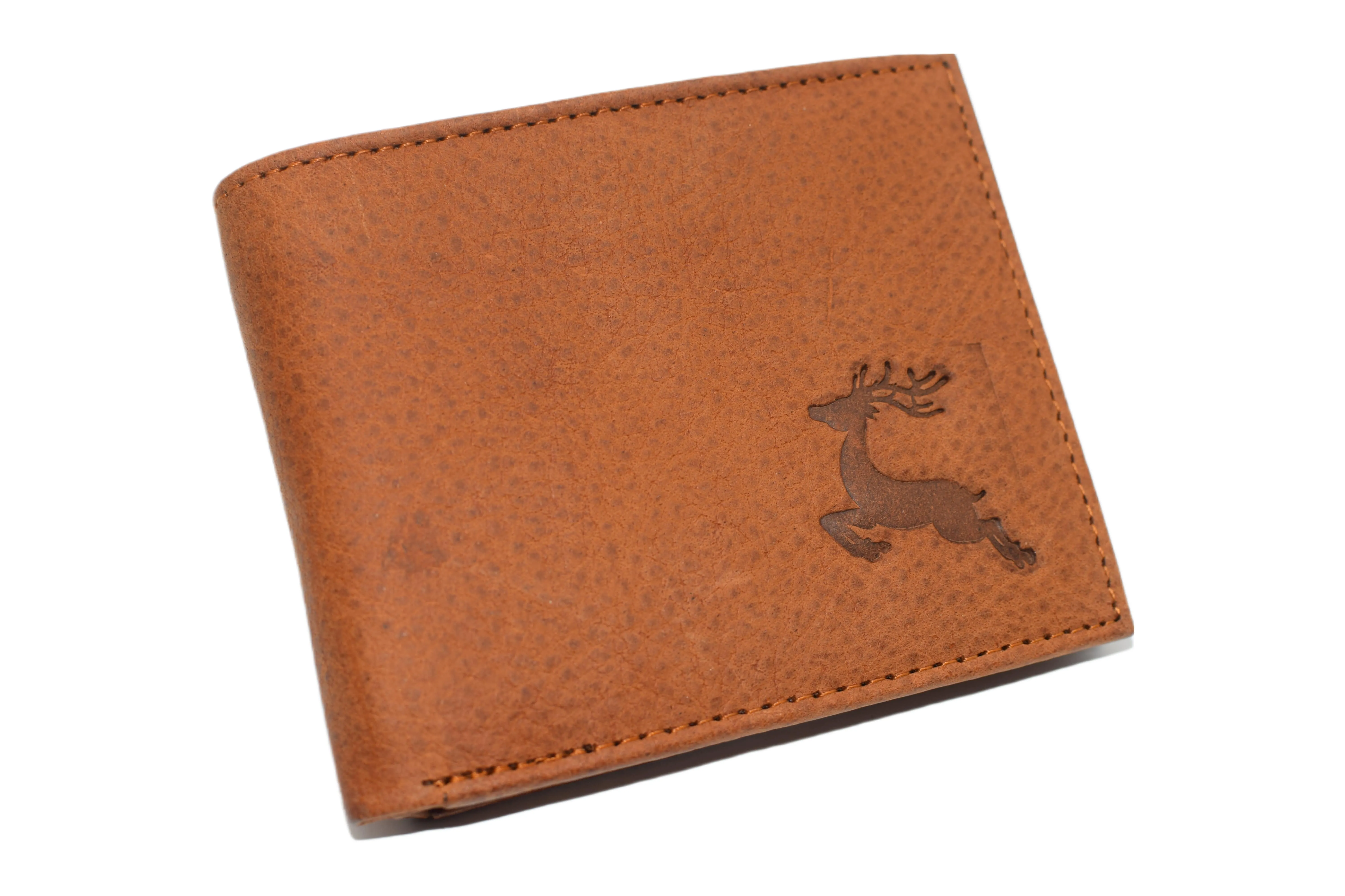 RFID53NUTN Real Genuine Leather RFID Blocking Wallets Mens Wallet Bifold Classic Engraved Logos