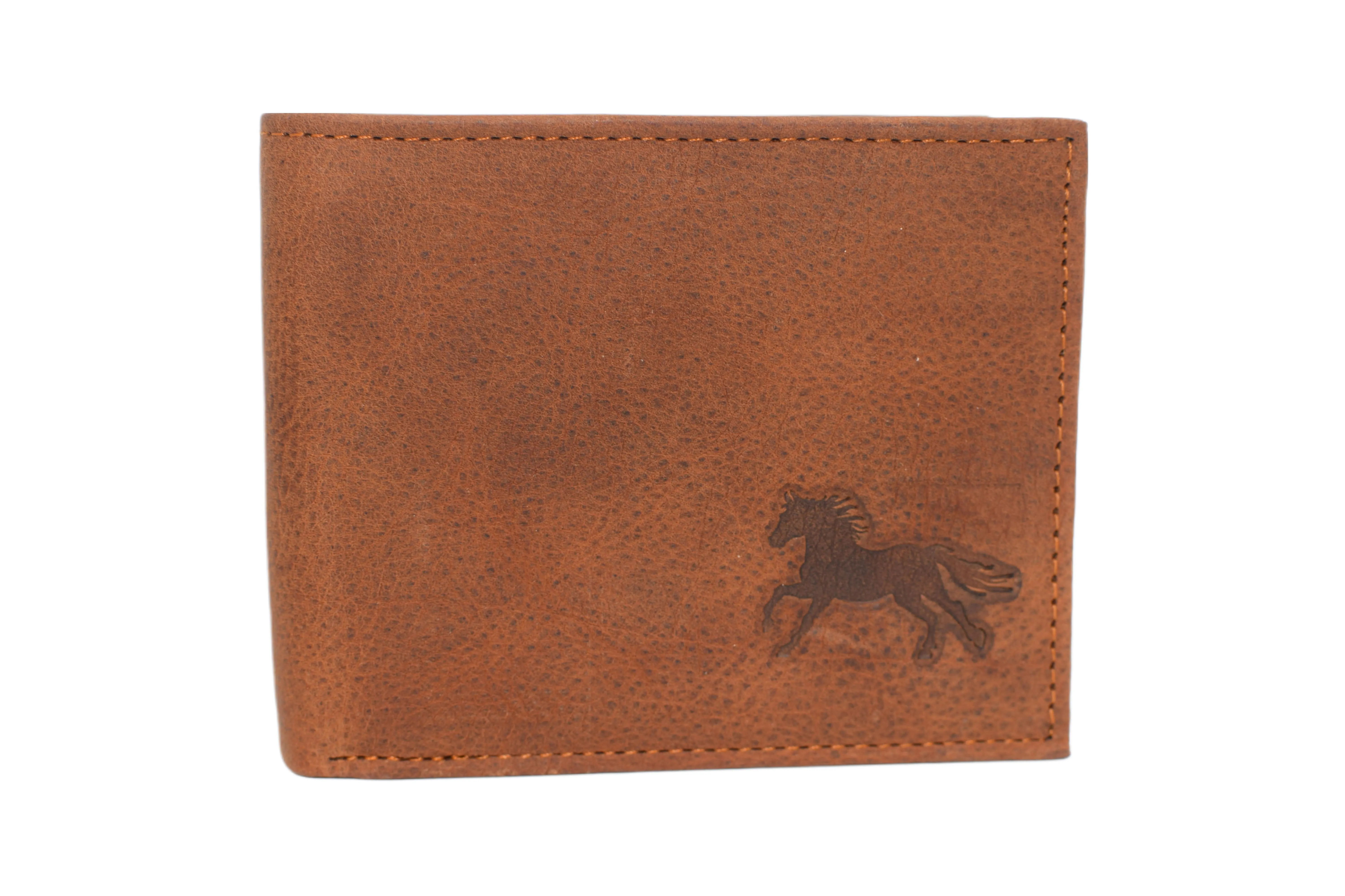 RFID53NUTN Real Genuine Leather RFID Blocking Wallets Mens Wallet Bifold Classic Engraved Logos