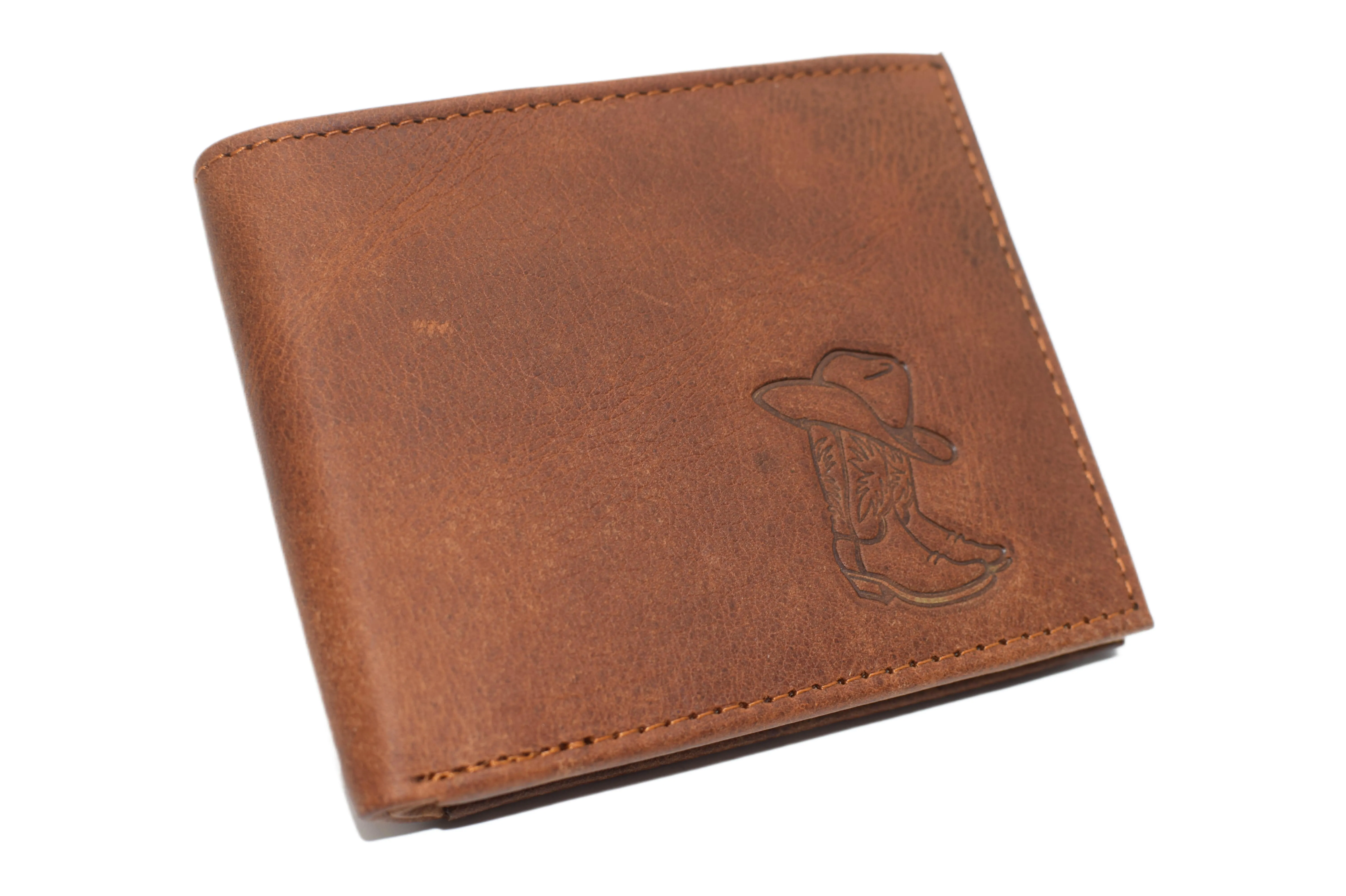 RFID53NUTN Real Genuine Leather RFID Blocking Wallets Mens Wallet Bifold Classic Engraved Logos