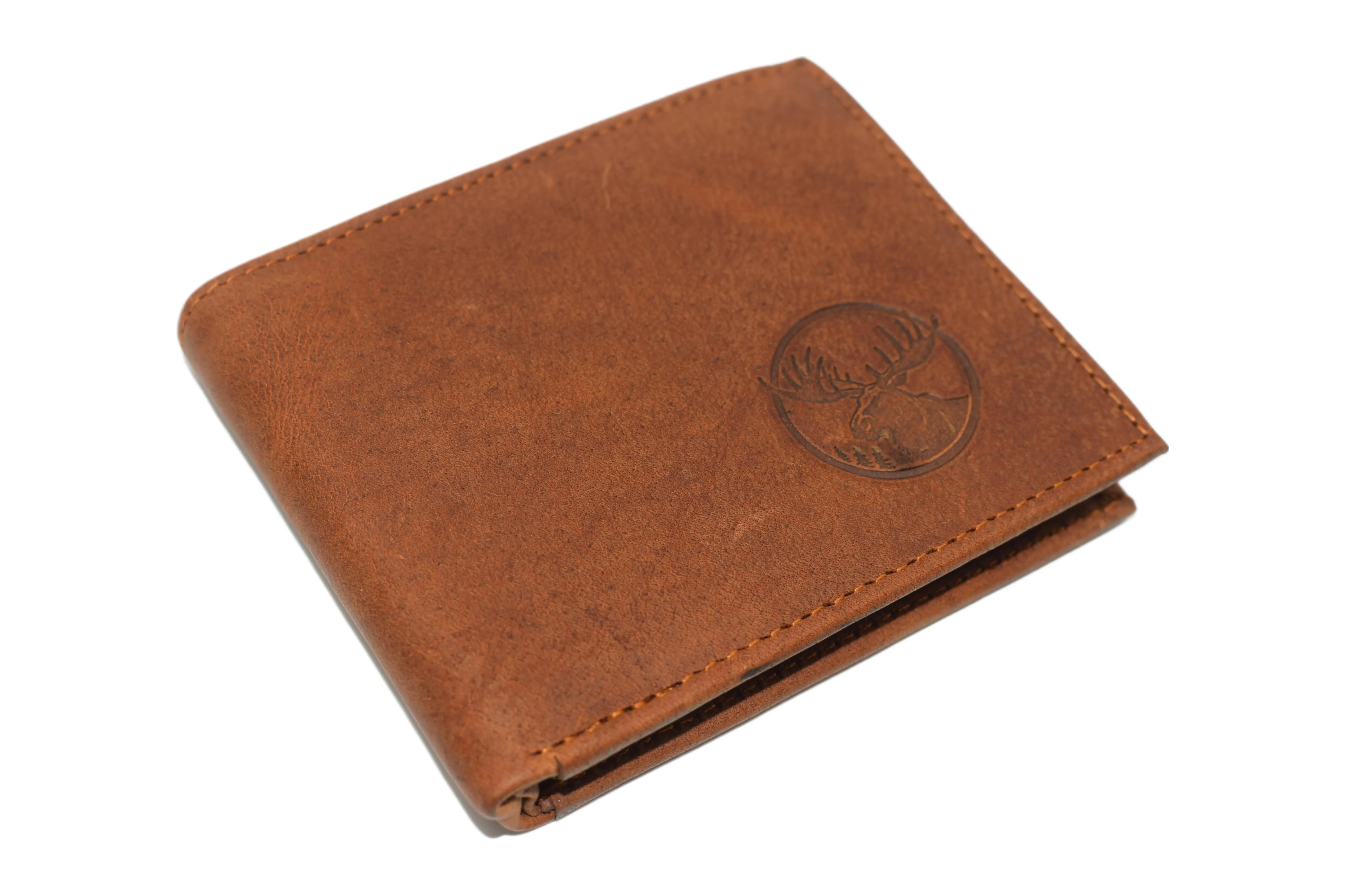 RFID53NUTN Real Genuine Leather RFID Blocking Wallets Mens Wallet Bifold Classic Engraved Logos