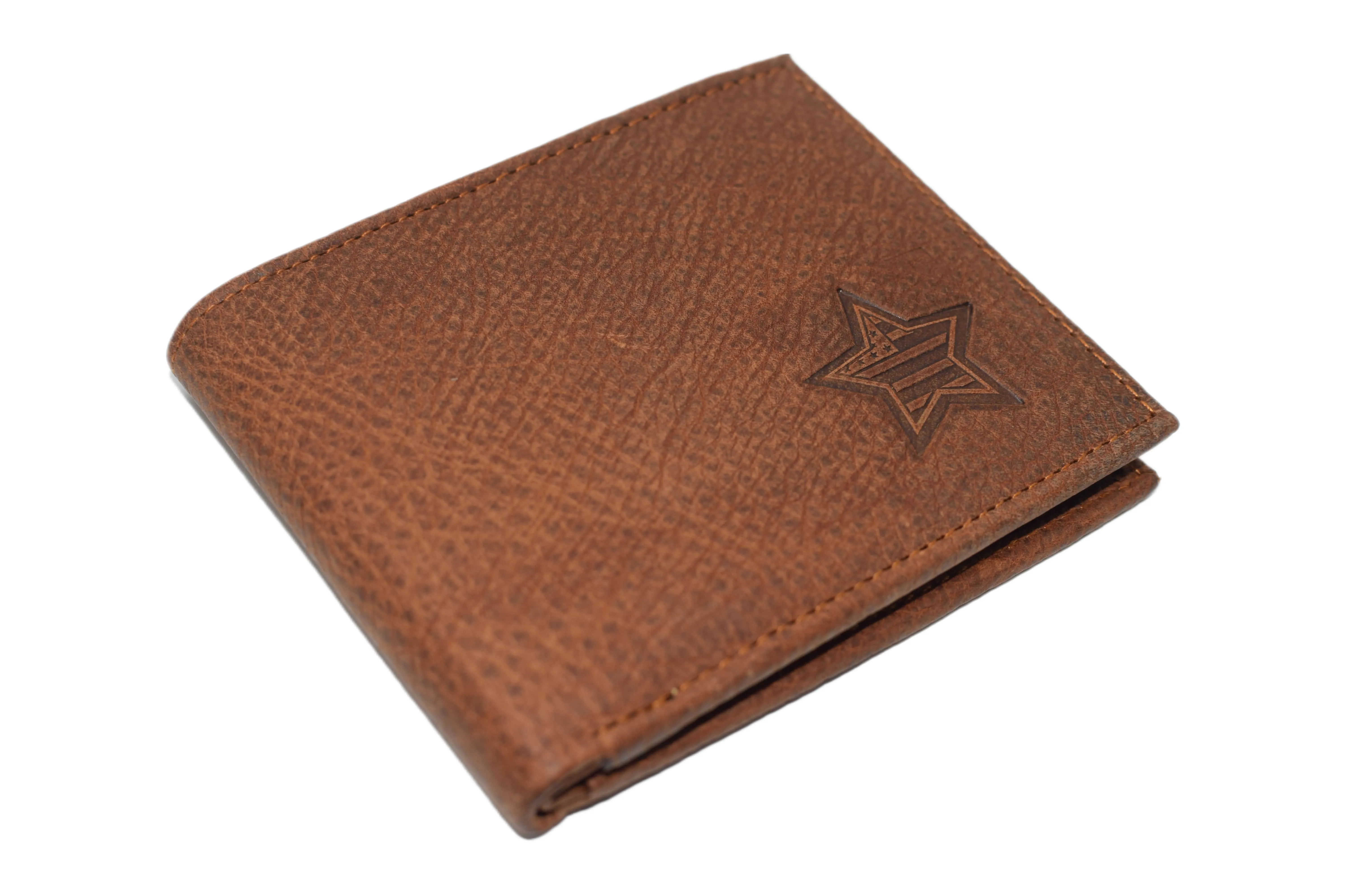 RFID53NUTN Real Genuine Leather RFID Blocking Wallets Mens Wallet Bifold Classic Engraved Logos