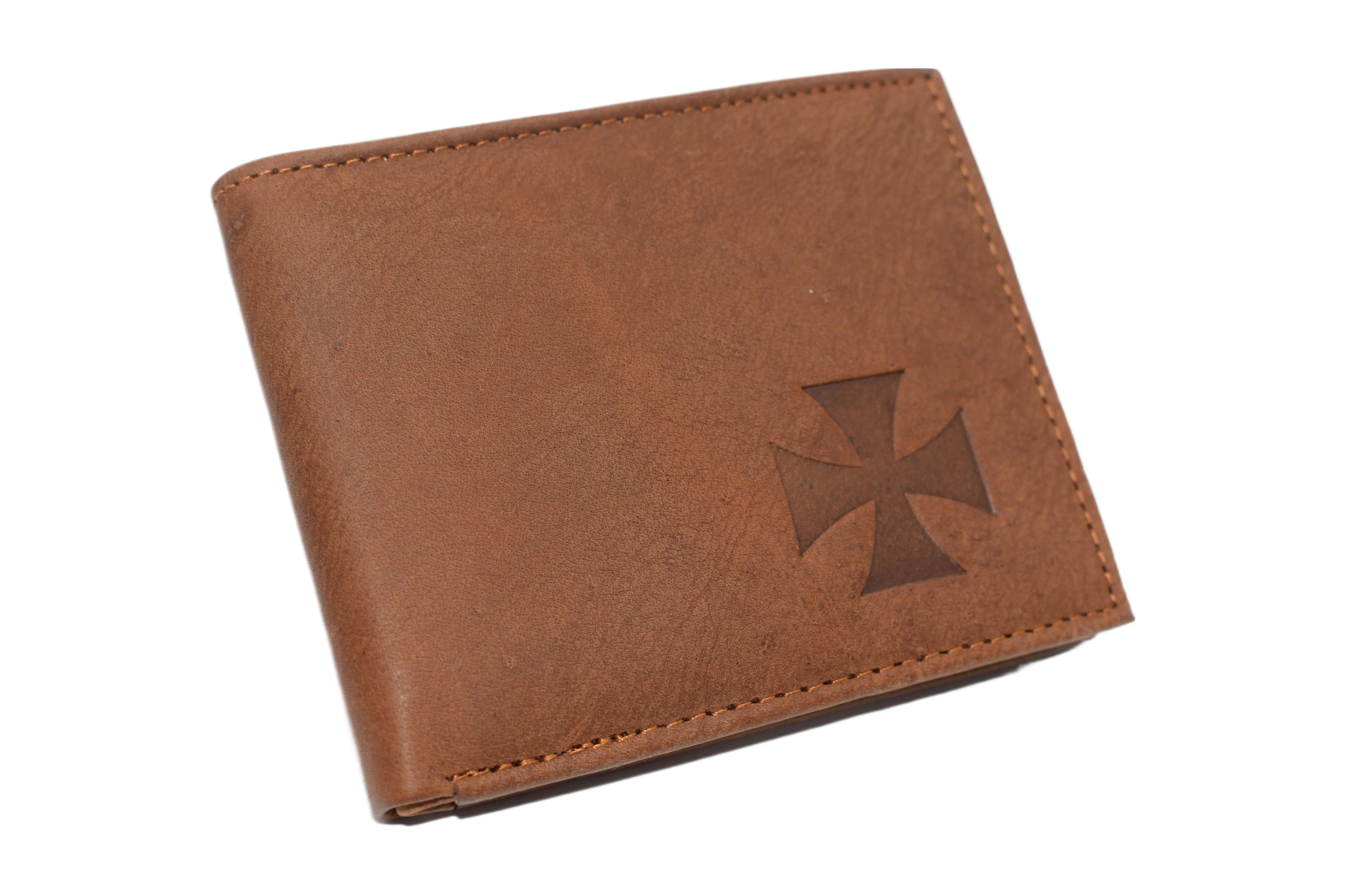 RFID53NUTN Real Genuine Leather RFID Blocking Wallets Mens Wallet Bifold Classic Engraved Logos
