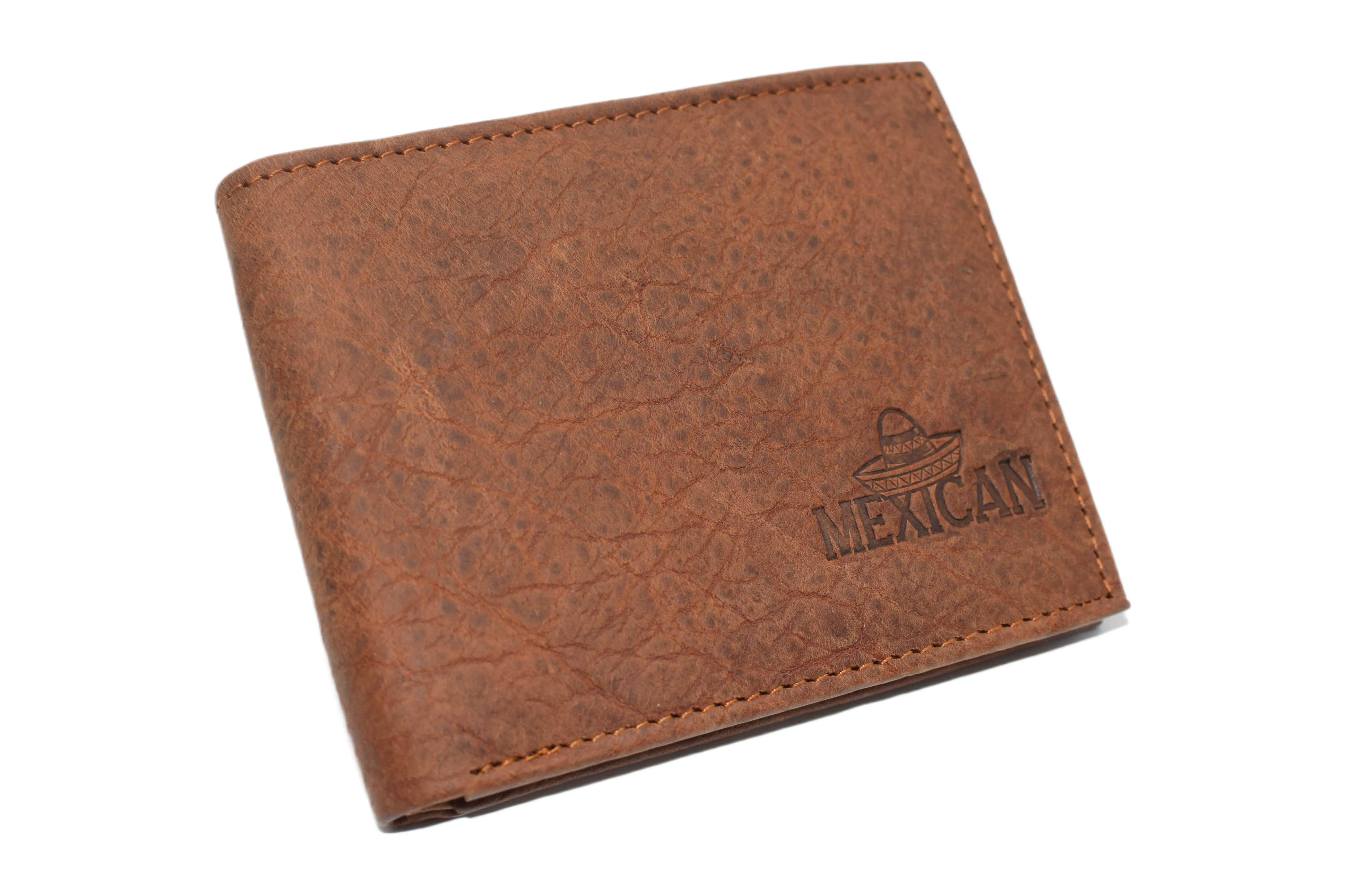 RFID53NUTN Real Genuine Leather RFID Blocking Wallets Mens Wallet Bifold Classic Engraved Logos