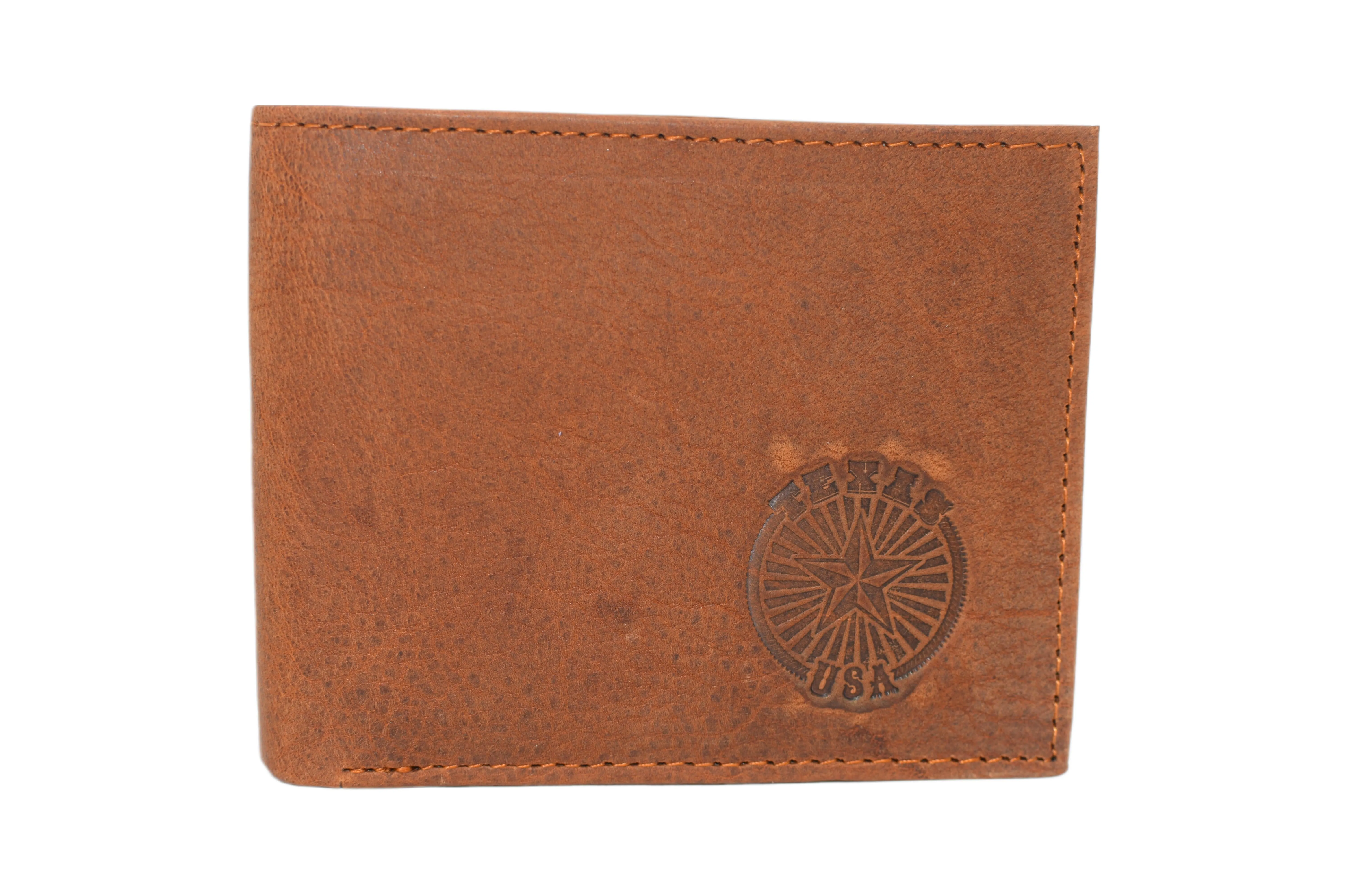 RFID53NUTN Real Genuine Leather RFID Blocking Wallets Mens Wallet Bifold Classic Engraved Logos