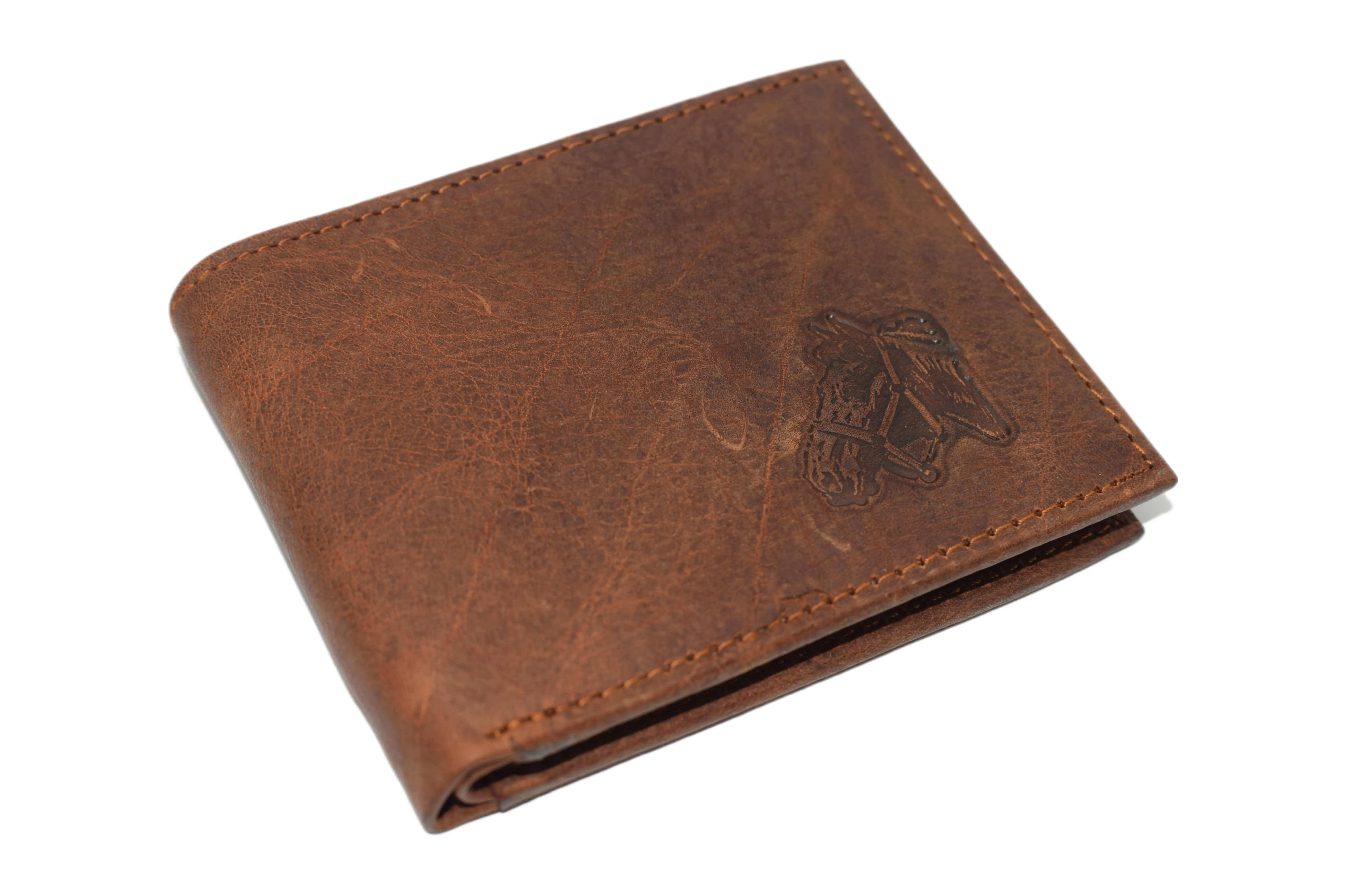 RFID53NUTN Real Genuine Leather RFID Blocking Wallets Mens Wallet Bifold Classic Engraved Logos
