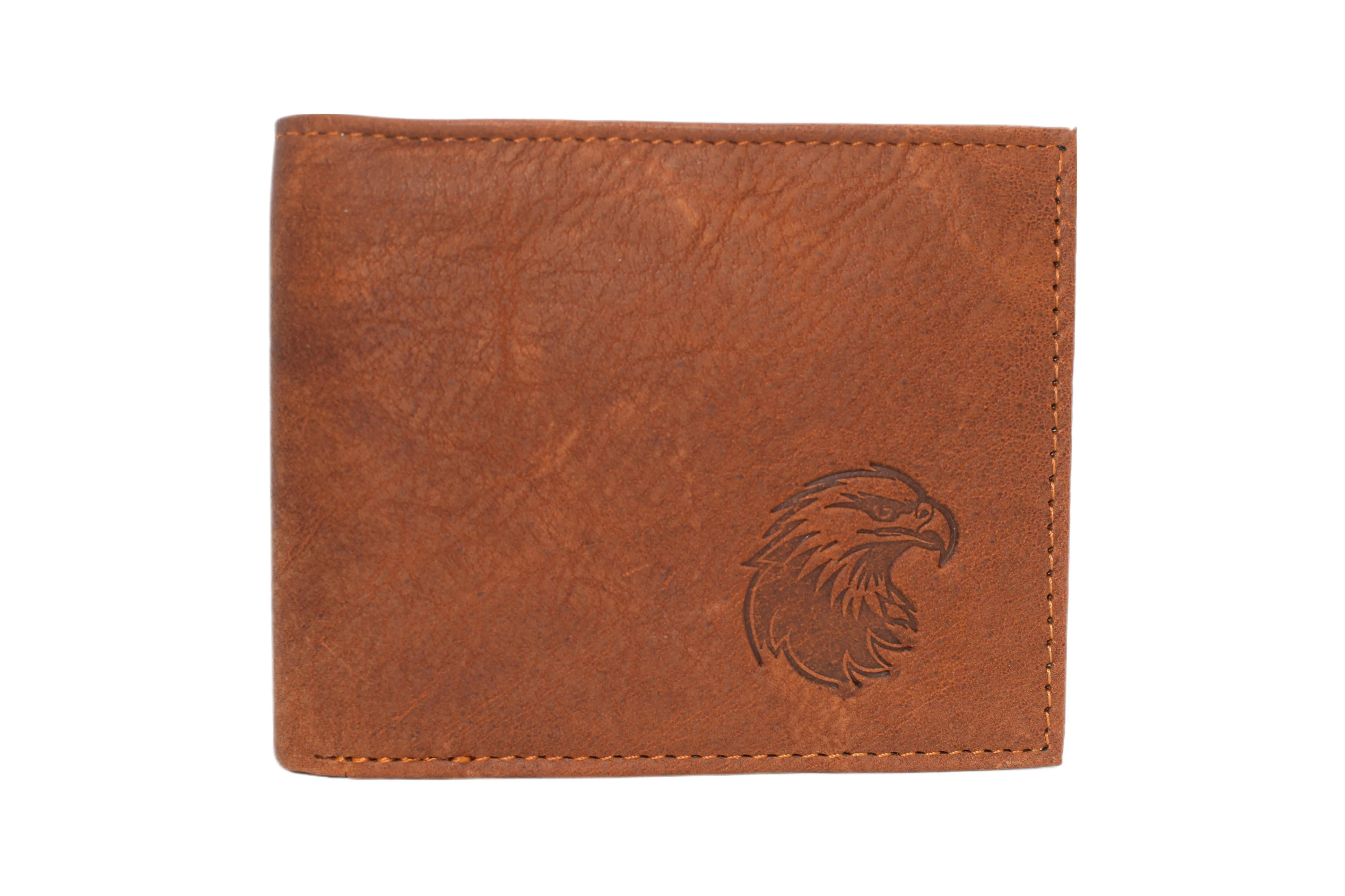 RFID53NUTN Real Genuine Leather RFID Blocking Wallets Mens Wallet Bifold Classic Engraved Logos