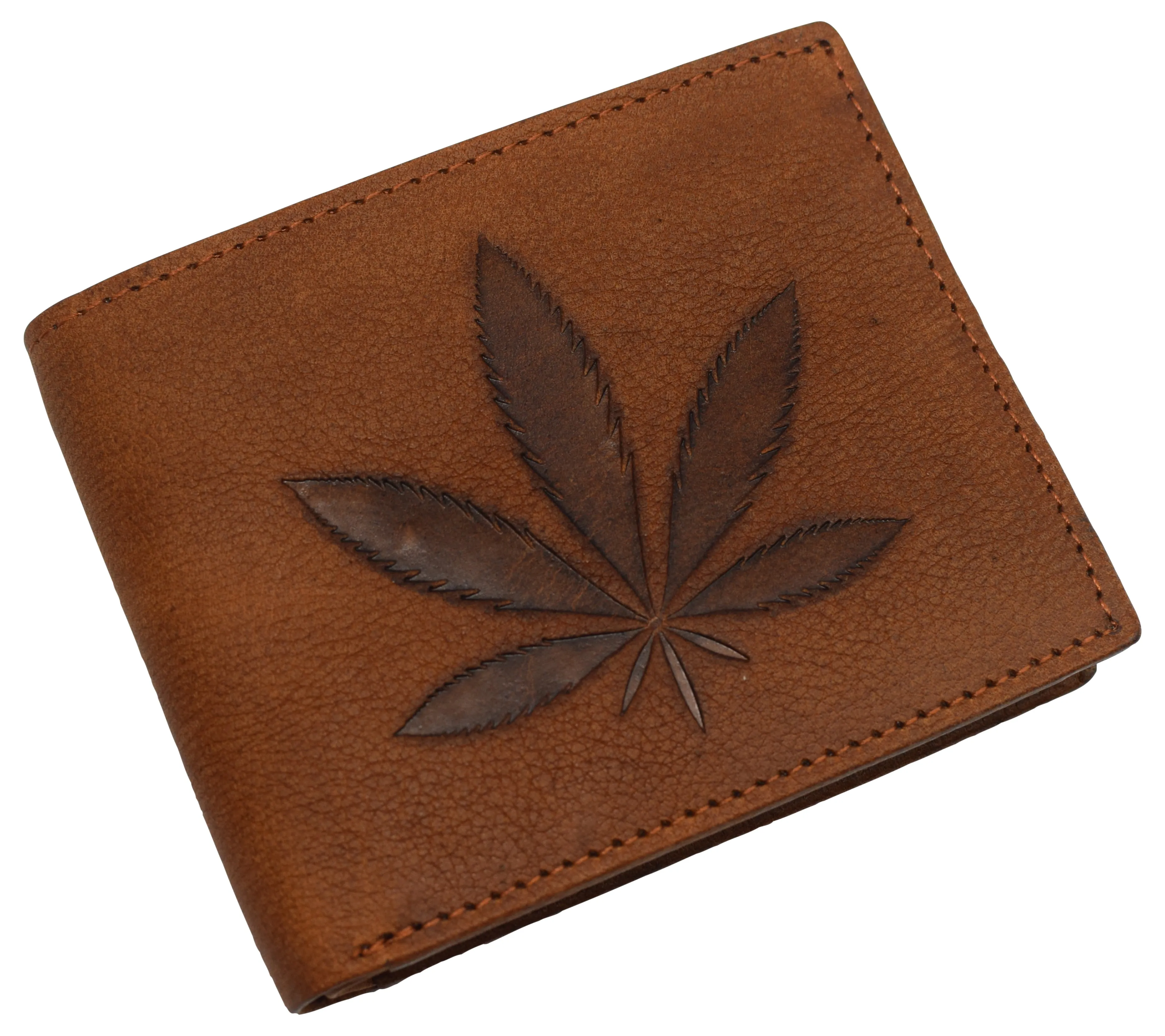 RFID53NUTN Real Genuine Leather RFID Blocking Wallets Mens Wallet Bifold Classic Engraved Logos