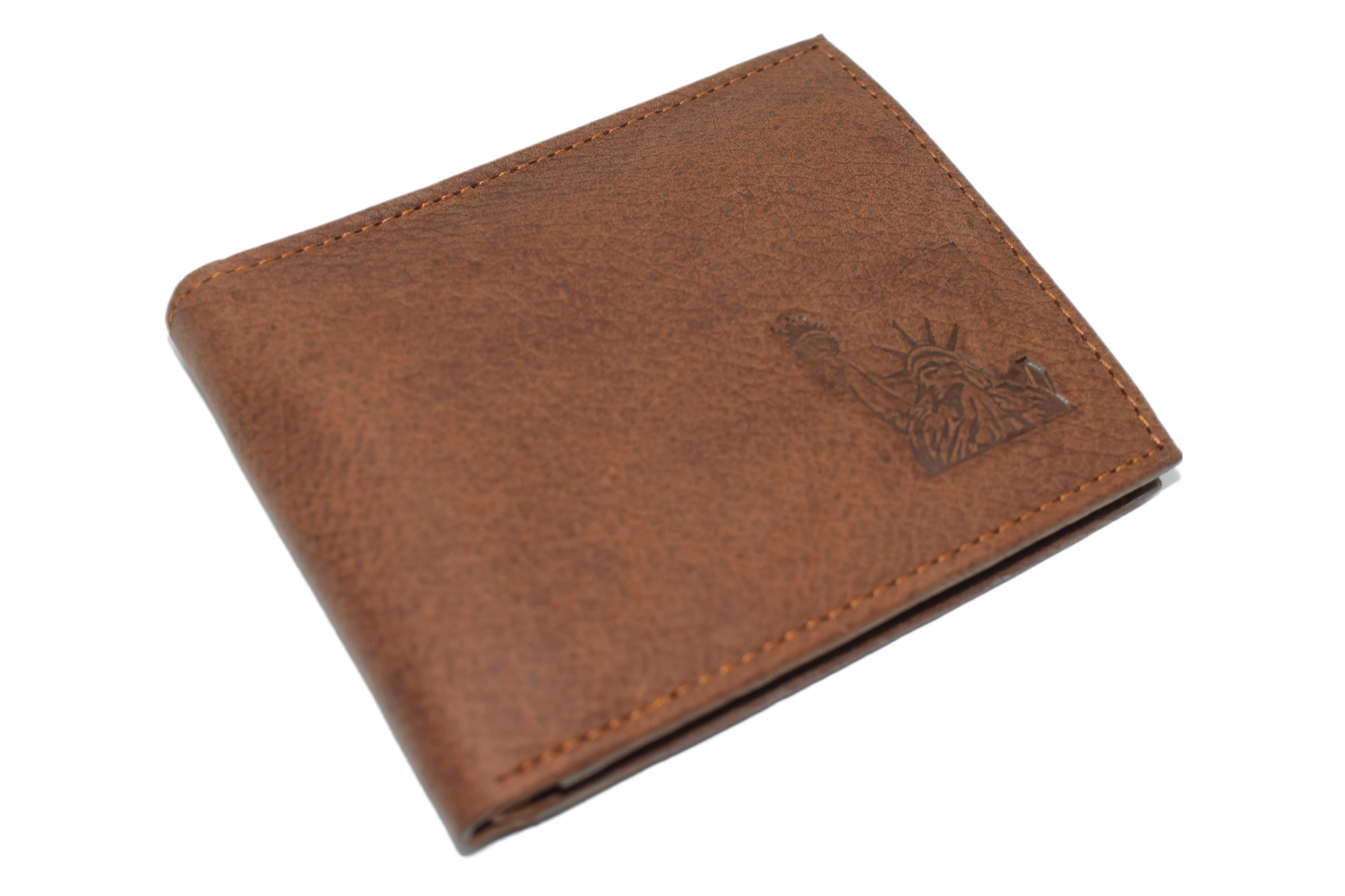 RFID53NUTN Real Genuine Leather RFID Blocking Wallets Mens Wallet Bifold Classic Engraved Logos