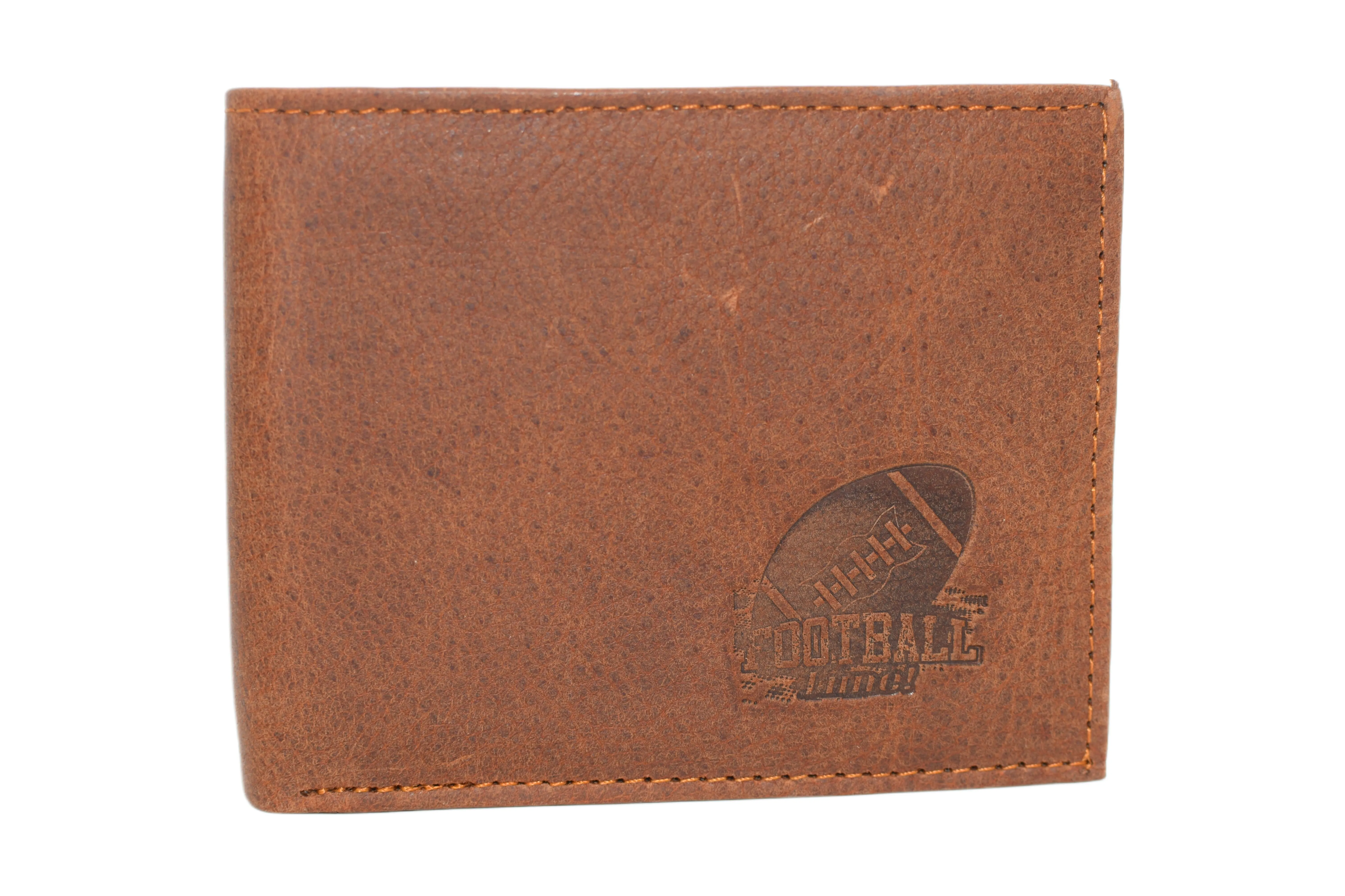 RFID53NUTN Real Genuine Leather RFID Blocking Wallets Mens Wallet Bifold Classic Engraved Logos