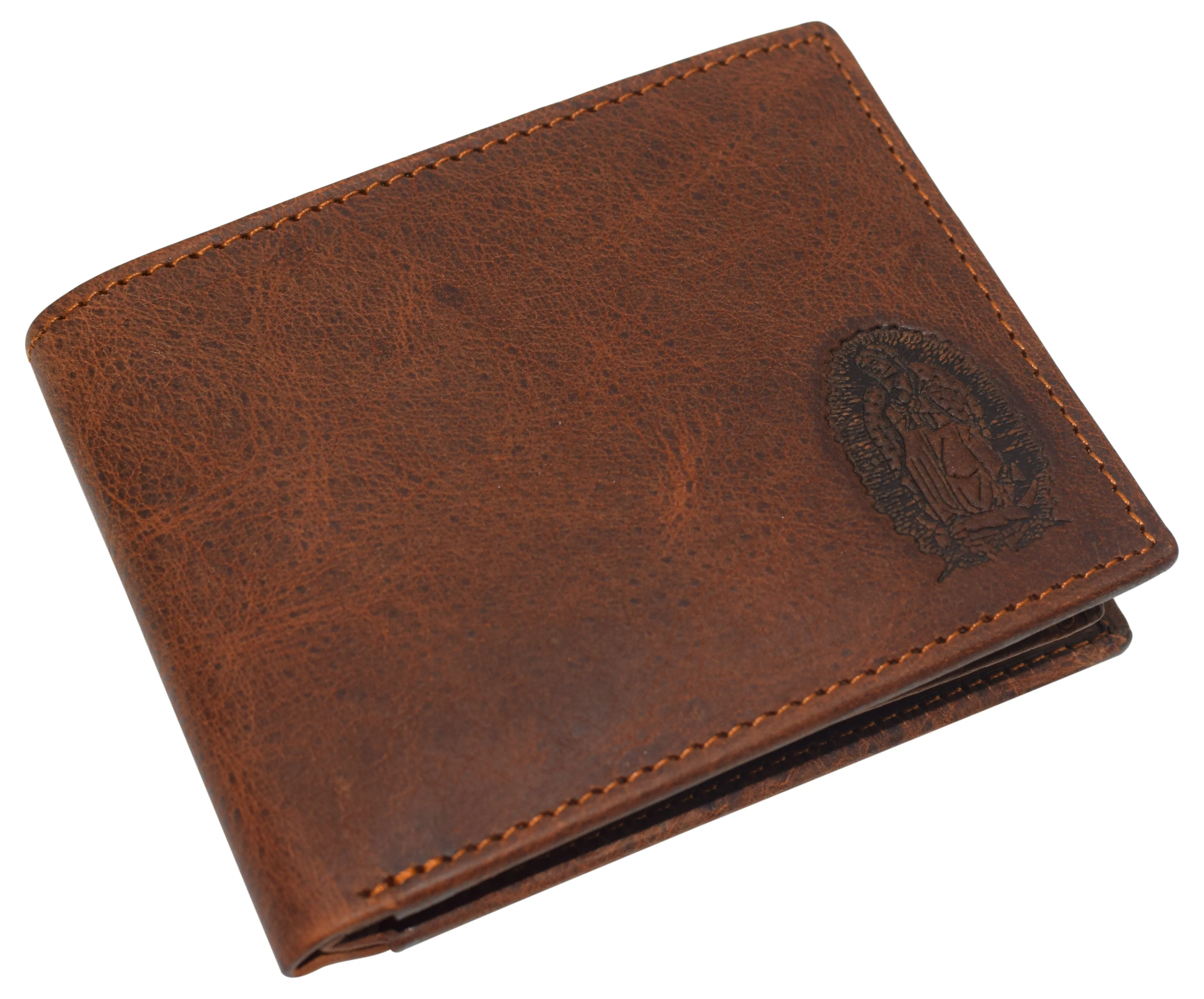RFID53NUTN Real Genuine Leather RFID Blocking Wallets Mens Wallet Bifold Classic Engraved Logos