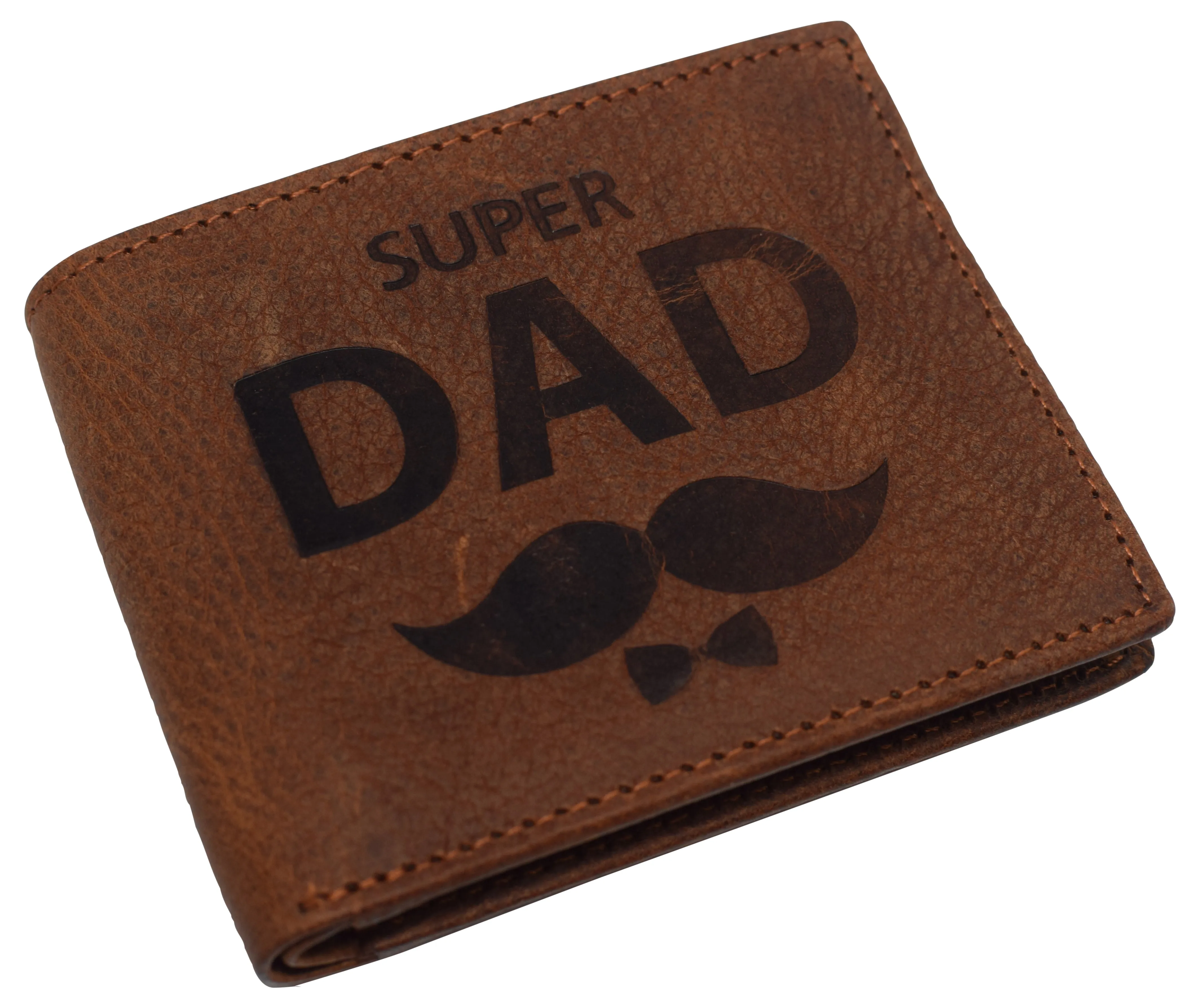 RFID53NUTN Real Genuine Leather RFID Blocking Wallets Mens Wallet Bifold Classic Engraved Logos