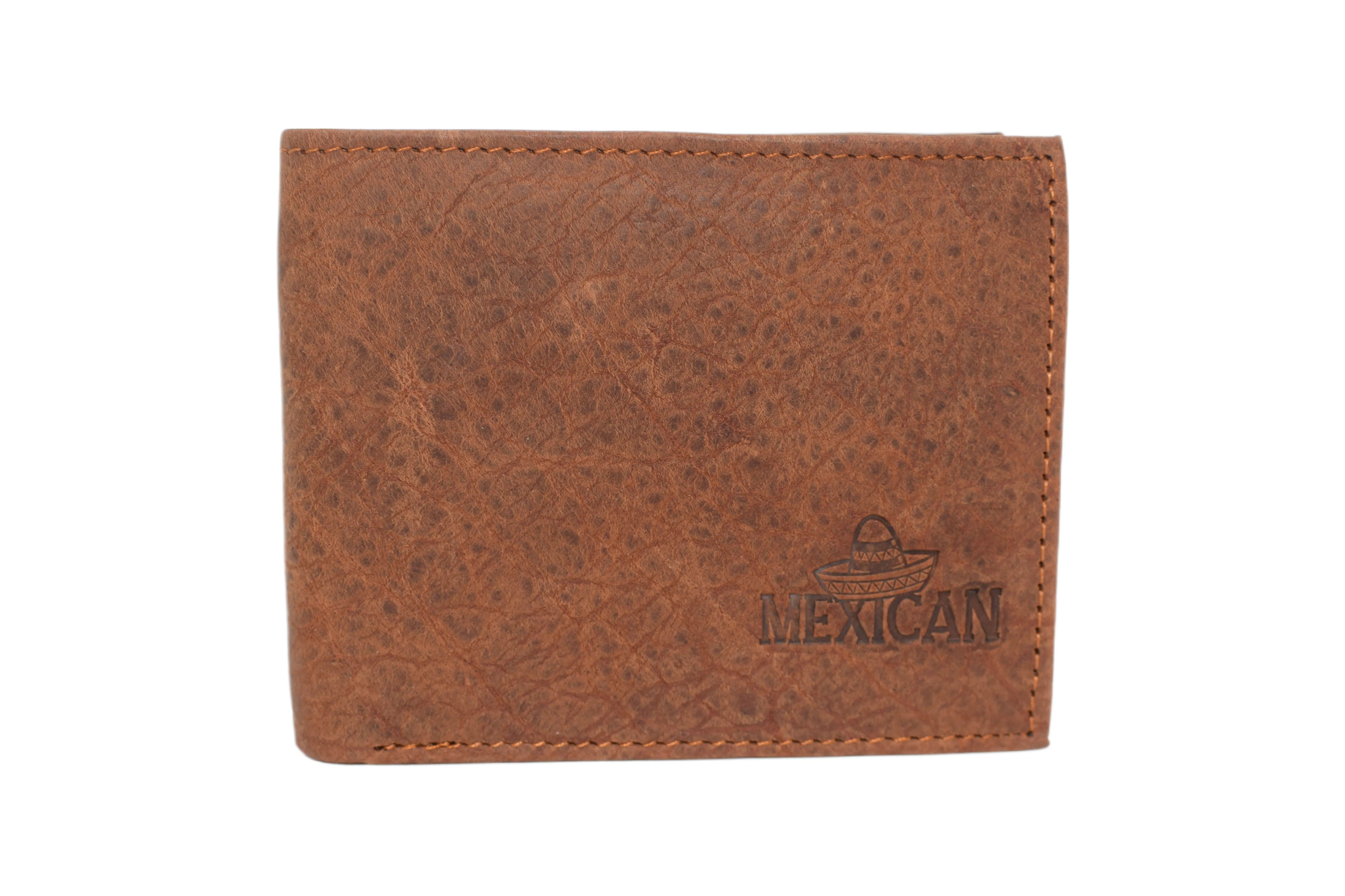 RFID53NUTN Real Genuine Leather RFID Blocking Wallets Mens Wallet Bifold Classic Engraved Logos