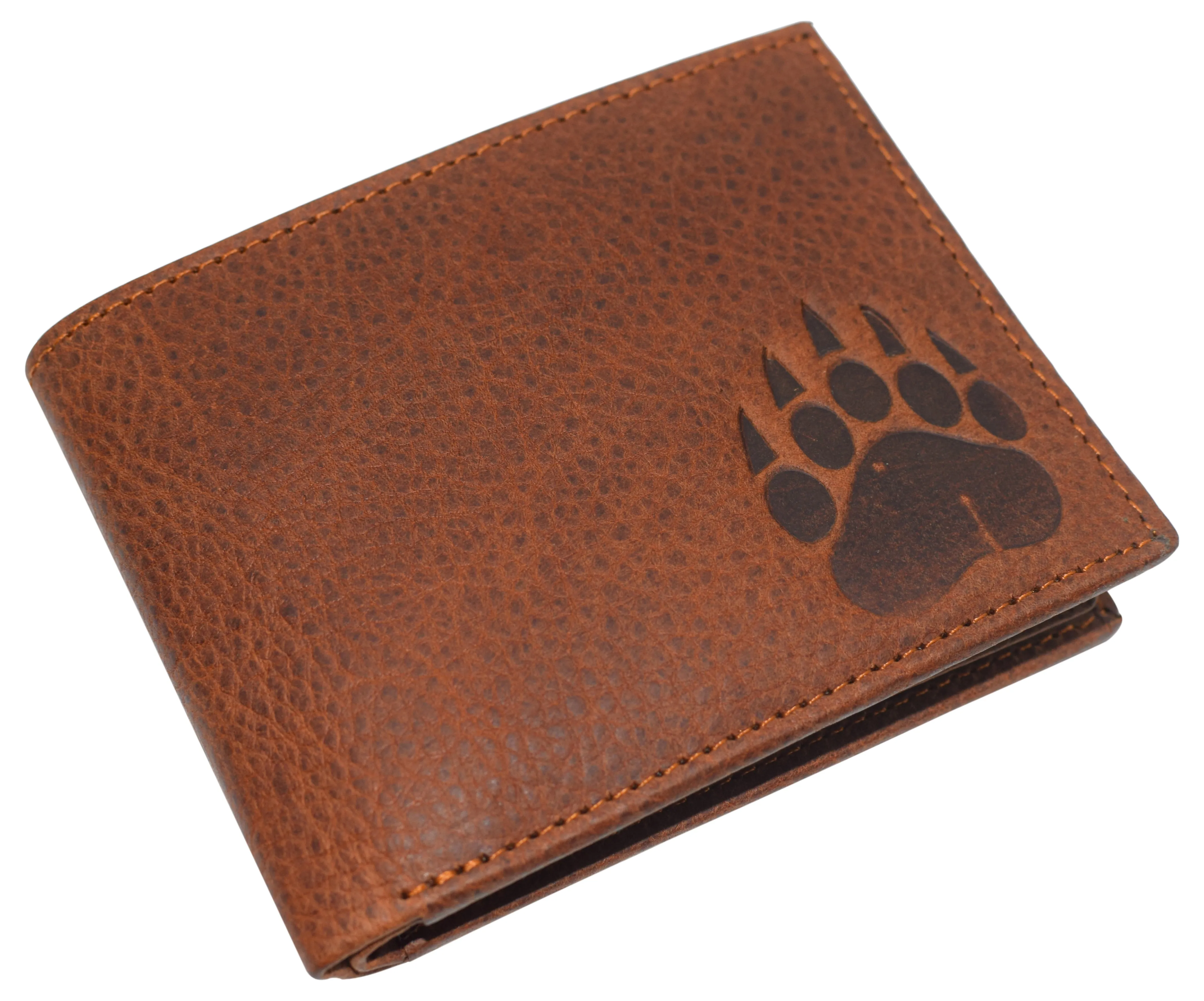 RFID53NUTN Real Genuine Leather RFID Blocking Wallets Mens Wallet Bifold Classic Engraved Logos