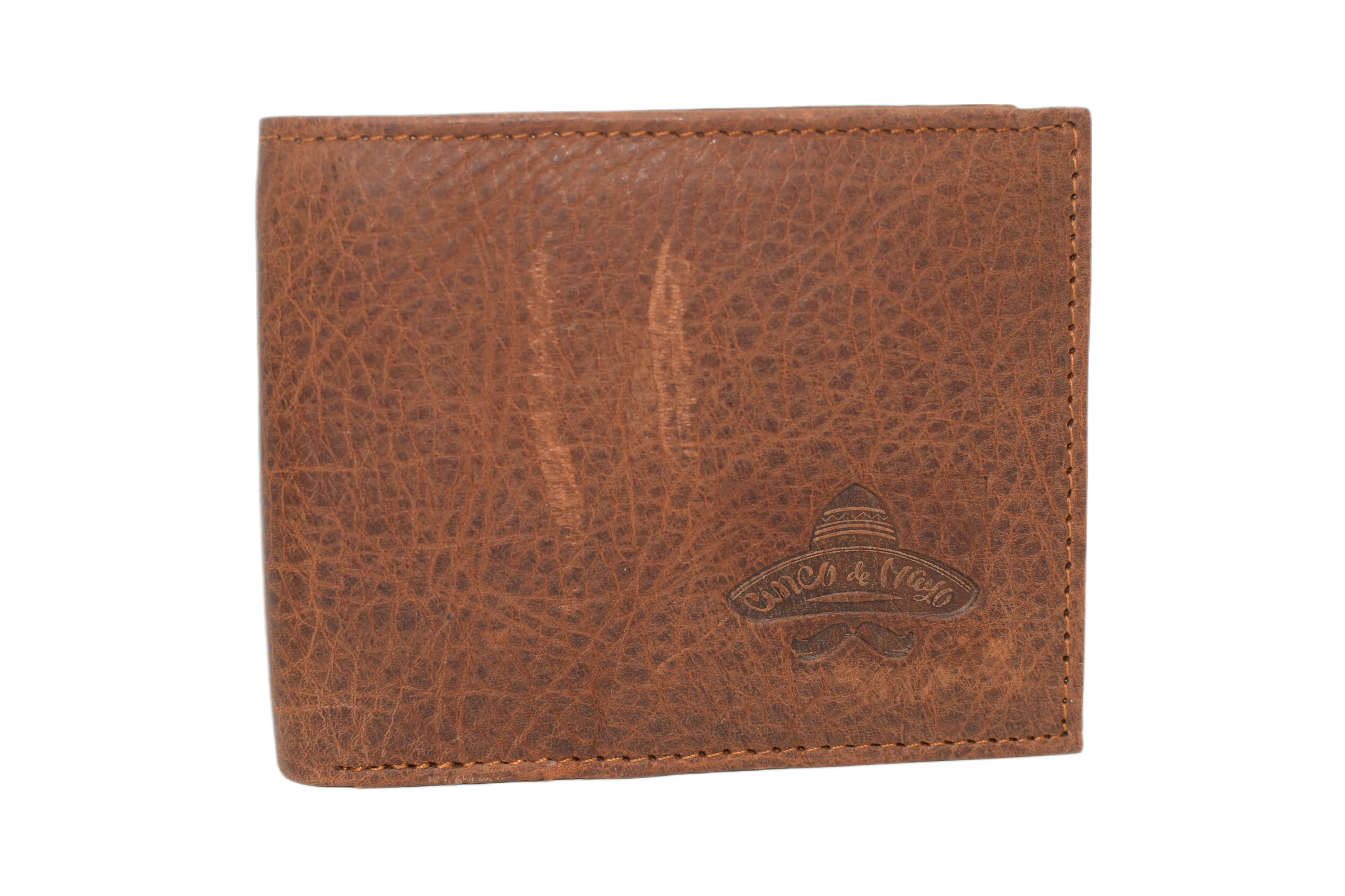 RFID53NUTN Real Genuine Leather RFID Blocking Wallets Mens Wallet Bifold Classic Engraved Logos