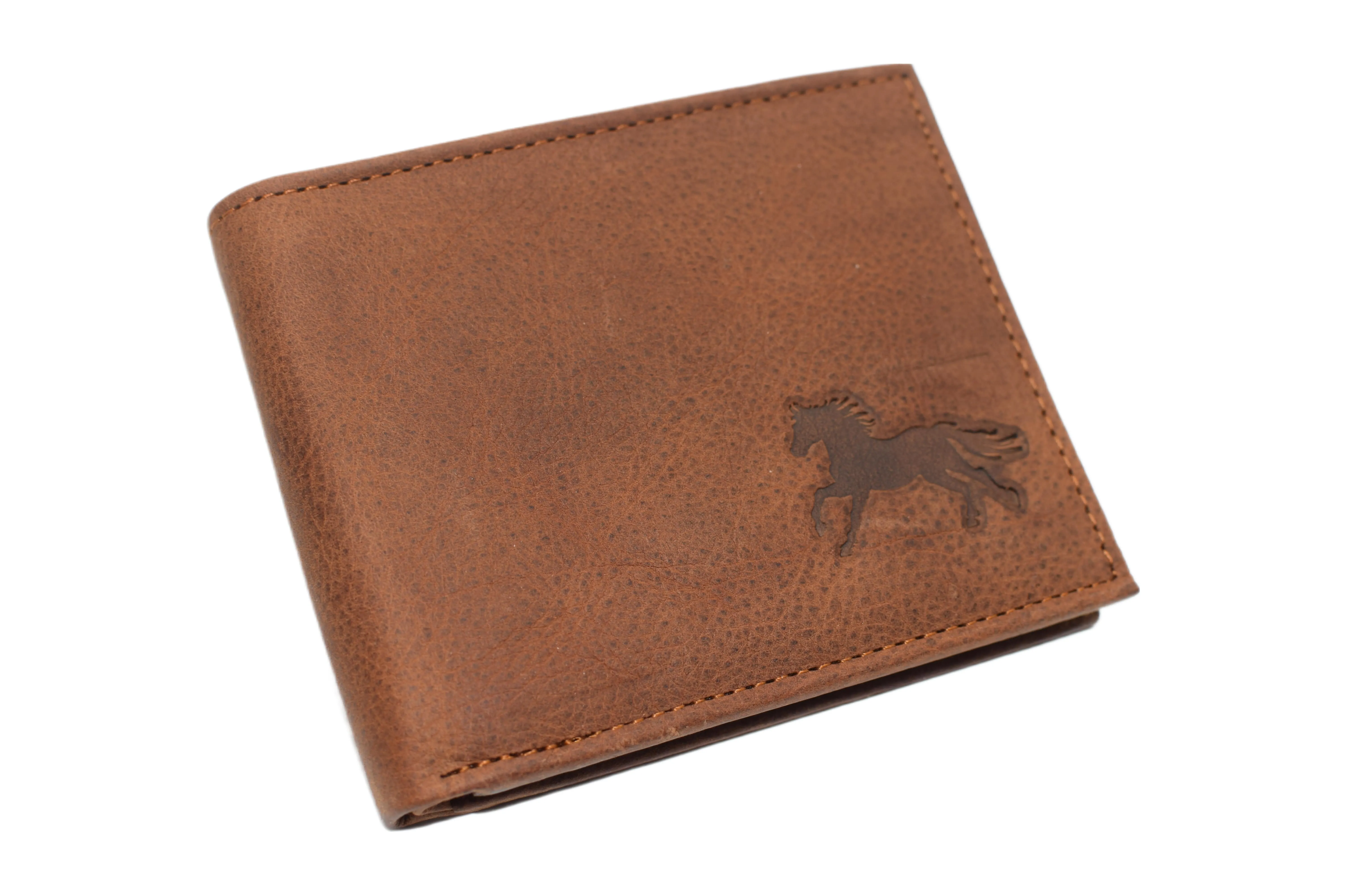 RFID53NUTN Real Genuine Leather RFID Blocking Wallets Mens Wallet Bifold Classic Engraved Logos