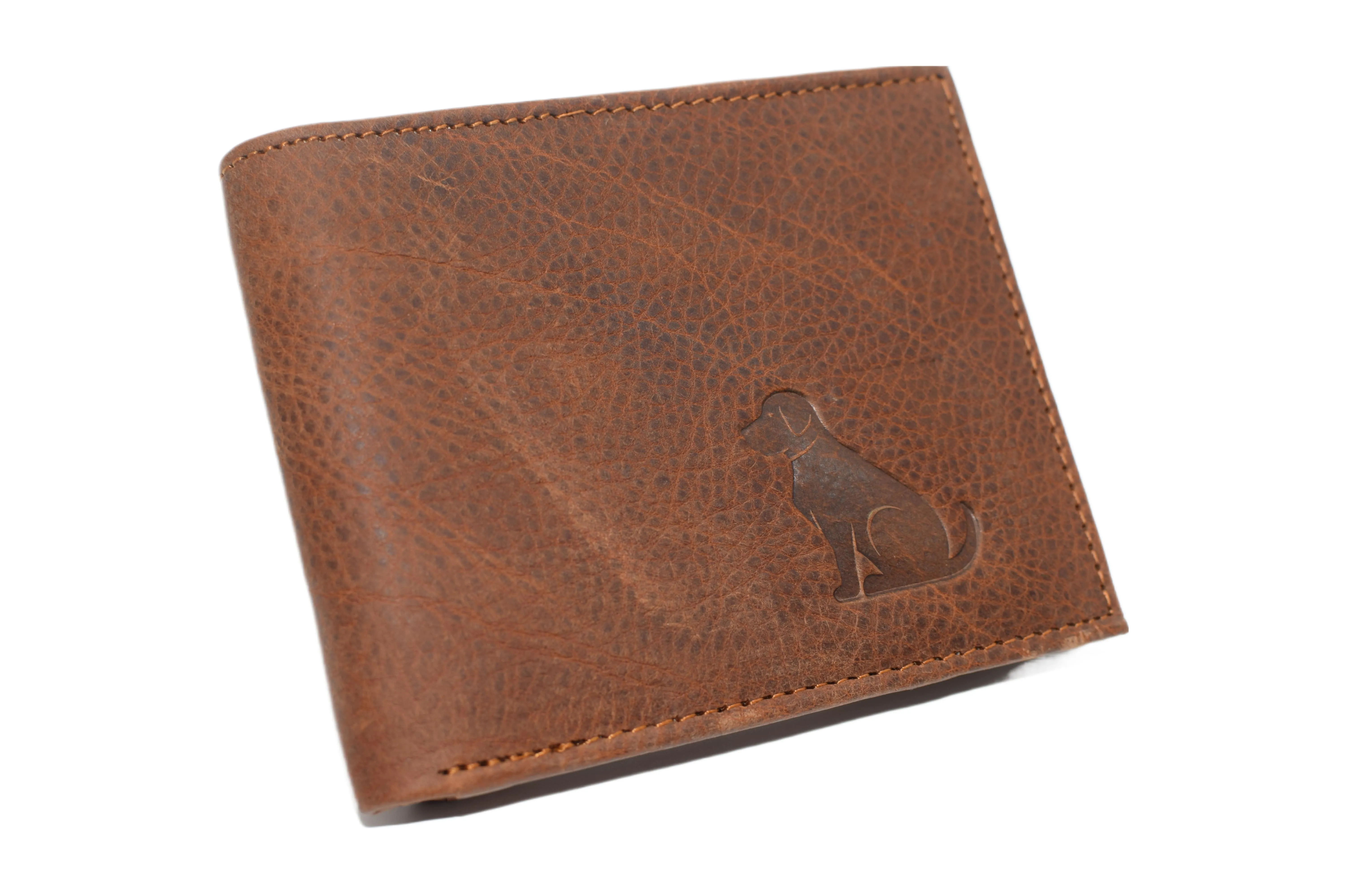 RFID53NUTN Real Genuine Leather RFID Blocking Wallets Mens Wallet Bifold Classic Engraved Logos