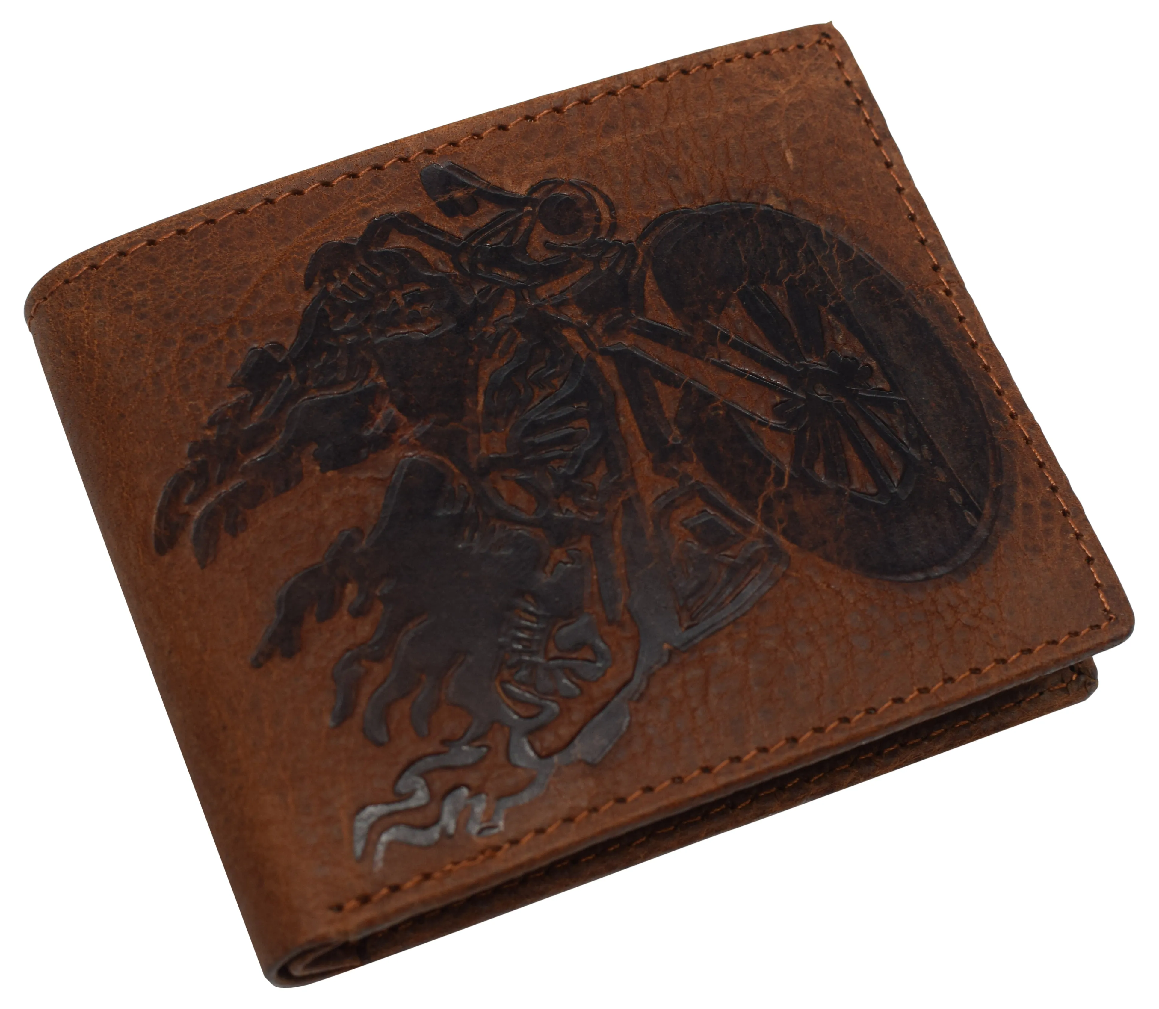 RFID53NUTN Real Genuine Leather RFID Blocking Wallets Mens Wallet Bifold Classic Engraved Logos