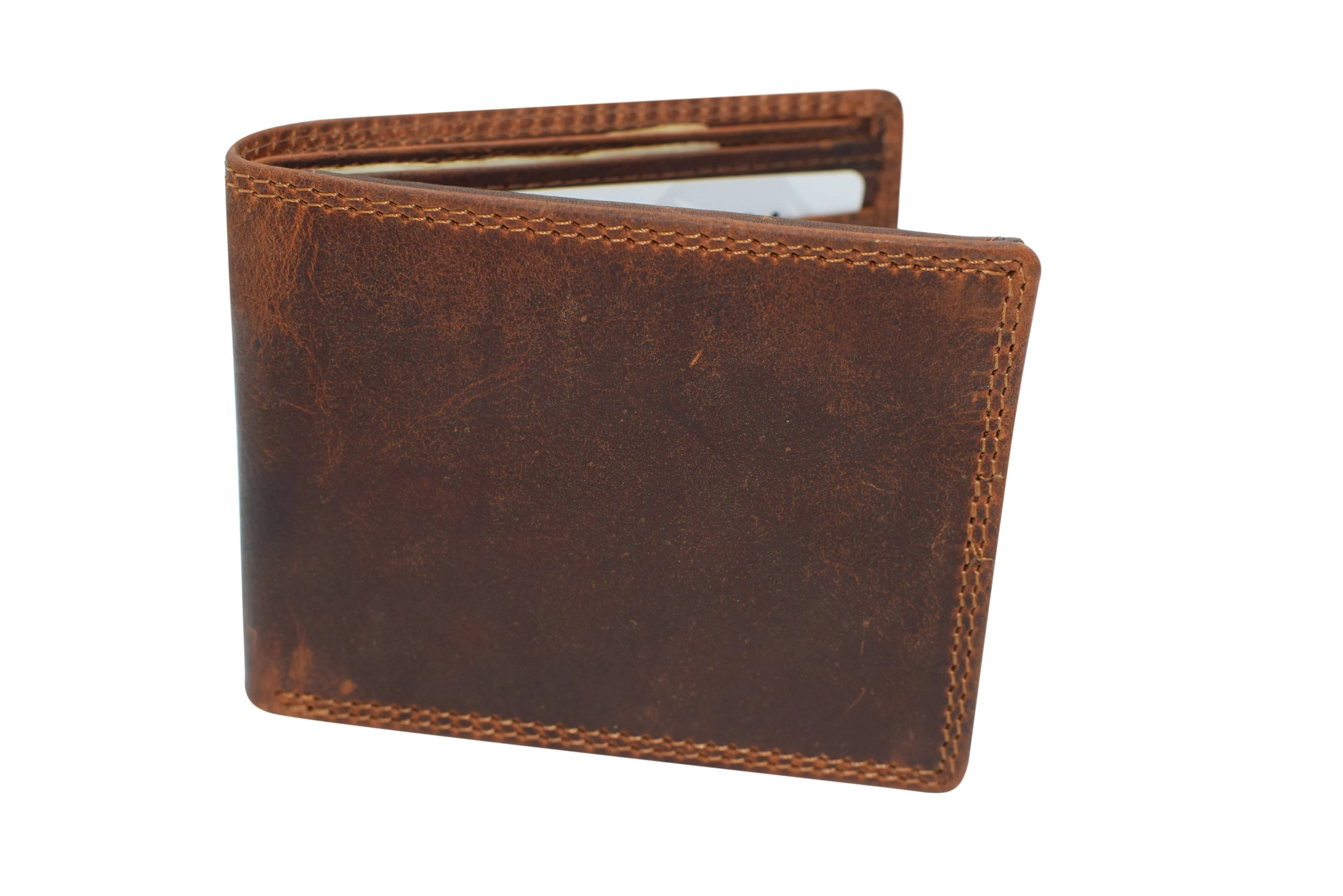 RFID920053RHBD CAZORO Wallet for Mens Vintage Leather RFID Blocking Classic Bifold Wallet for Men Gift Box
