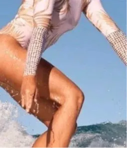 S - XL UPF Rashguard Sunset Palms surfsuit swimsuit cream white chill beige sun-kissed khaki beach pool surf swim women feminine modest