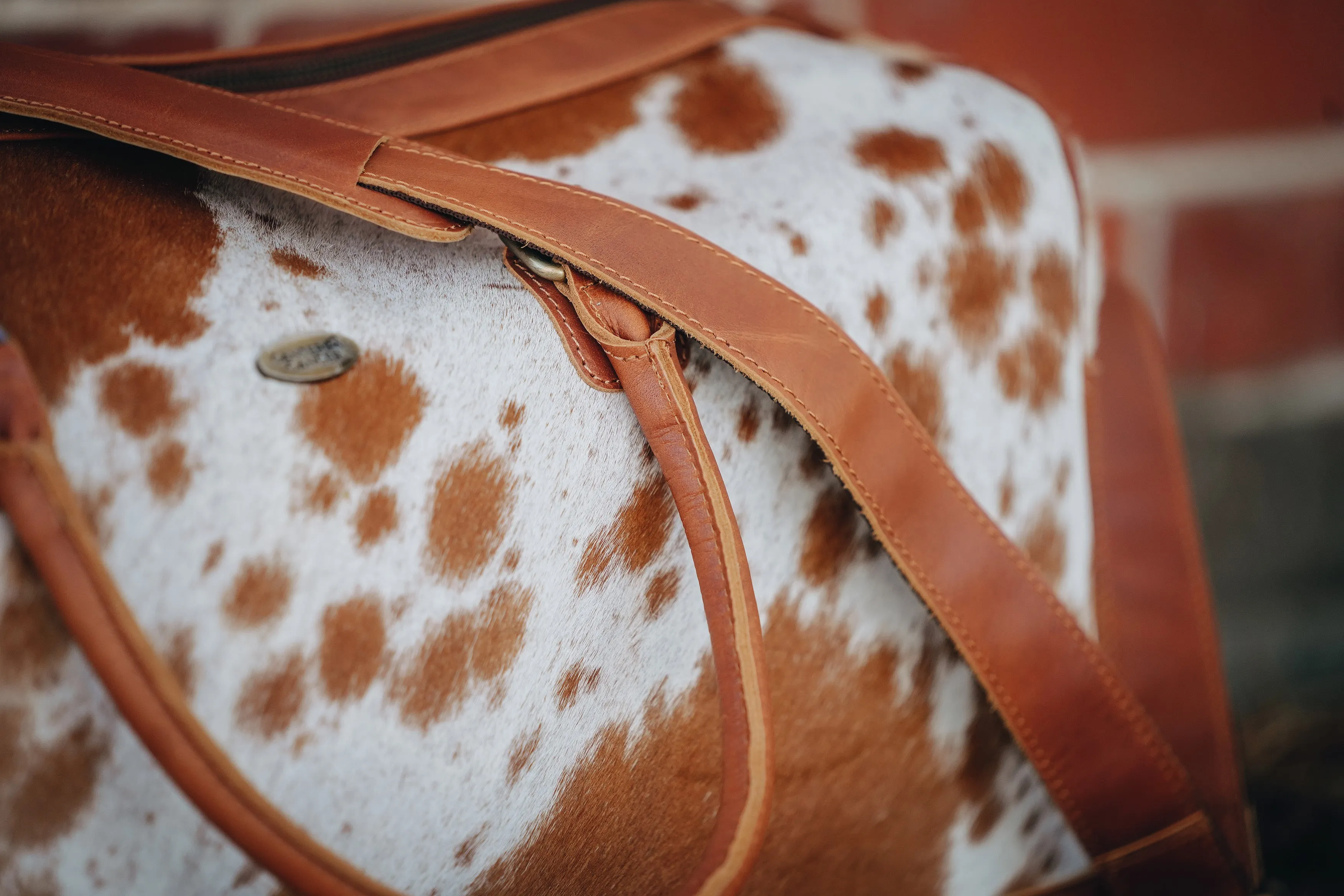 Tan Cowhide Leather Duffel Bag