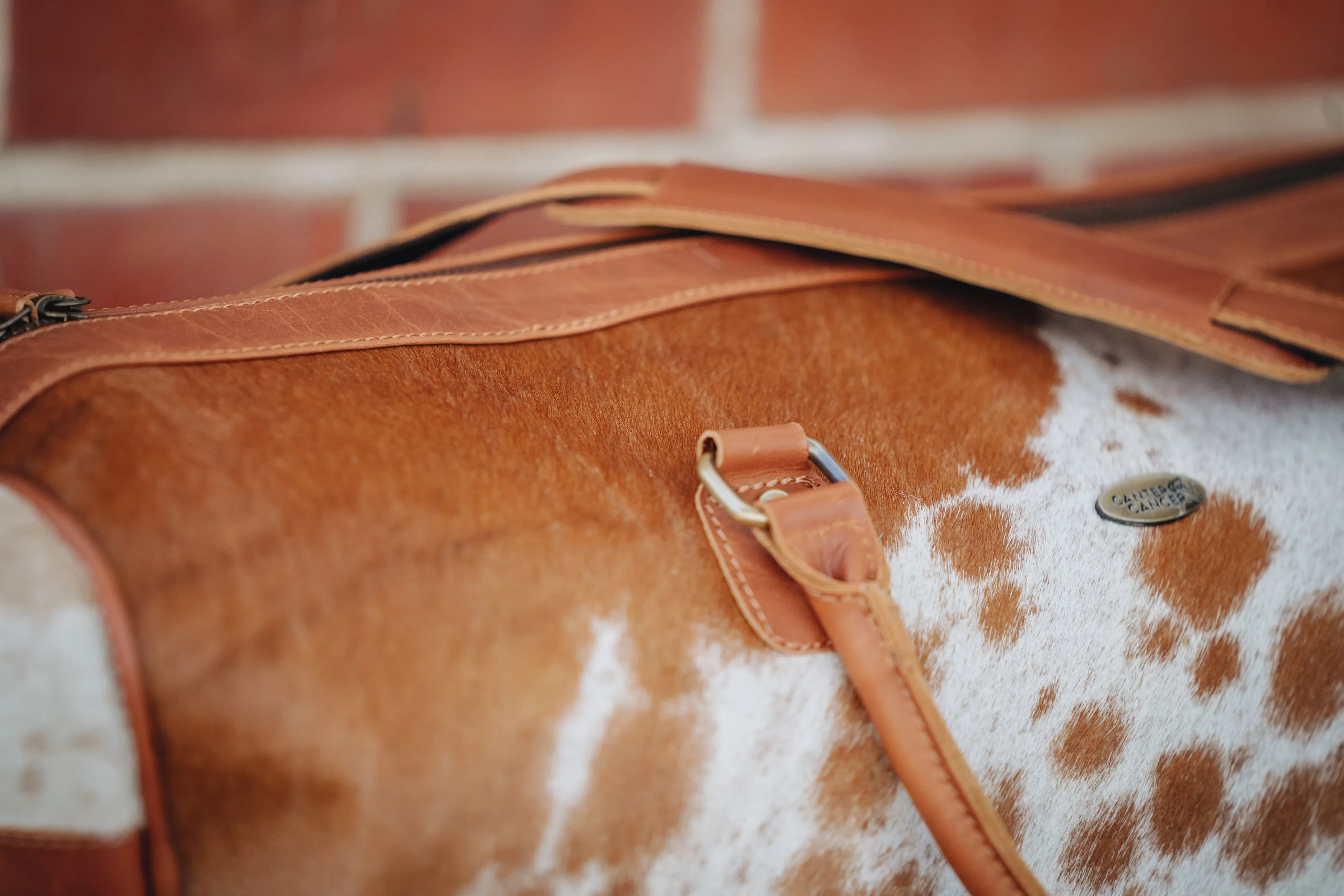 Tan Cowhide Leather Duffel Bag
