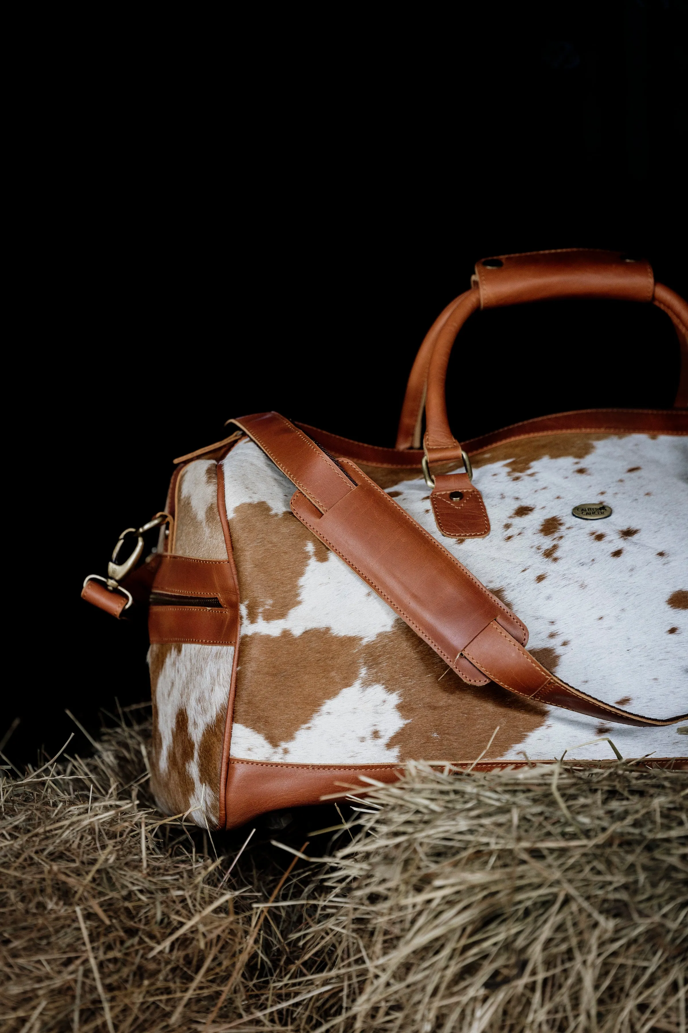 Tan Cowhide Leather Duffel Bag