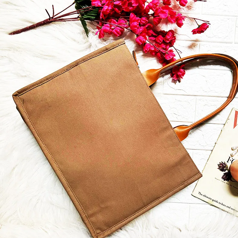 Tulip Navy Blue Chain Stitch Hand Embroidery Canvas Book Tote Bag