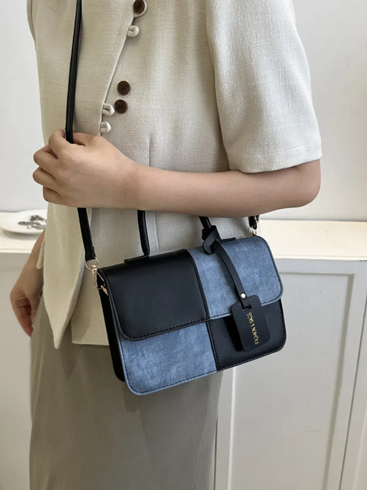 Women's PU Colorblock Square Bag