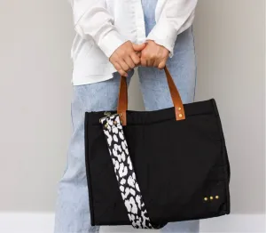 XL Black Canvas Crossbody Tote