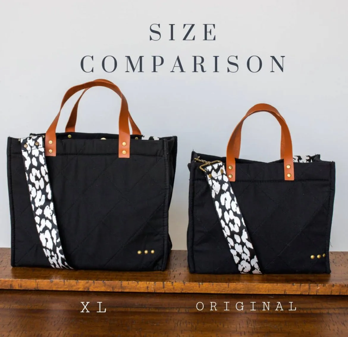 XL Black Canvas Crossbody Tote
